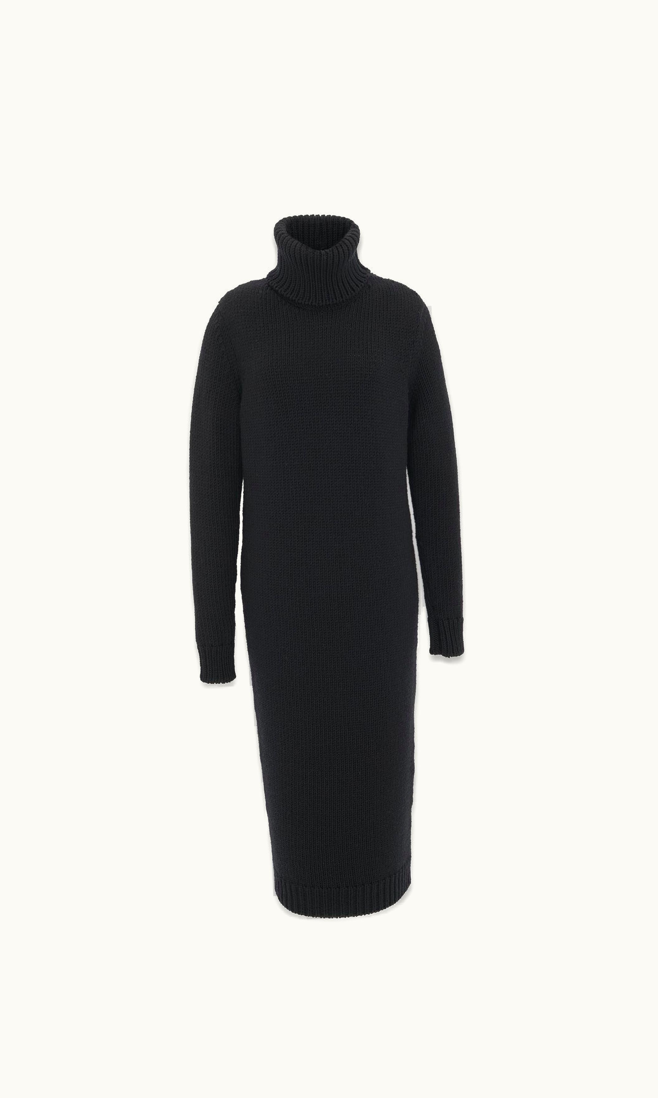 Saint Laurent Saint Laurent Long Turtleneck Dress In Wool Black BLACK