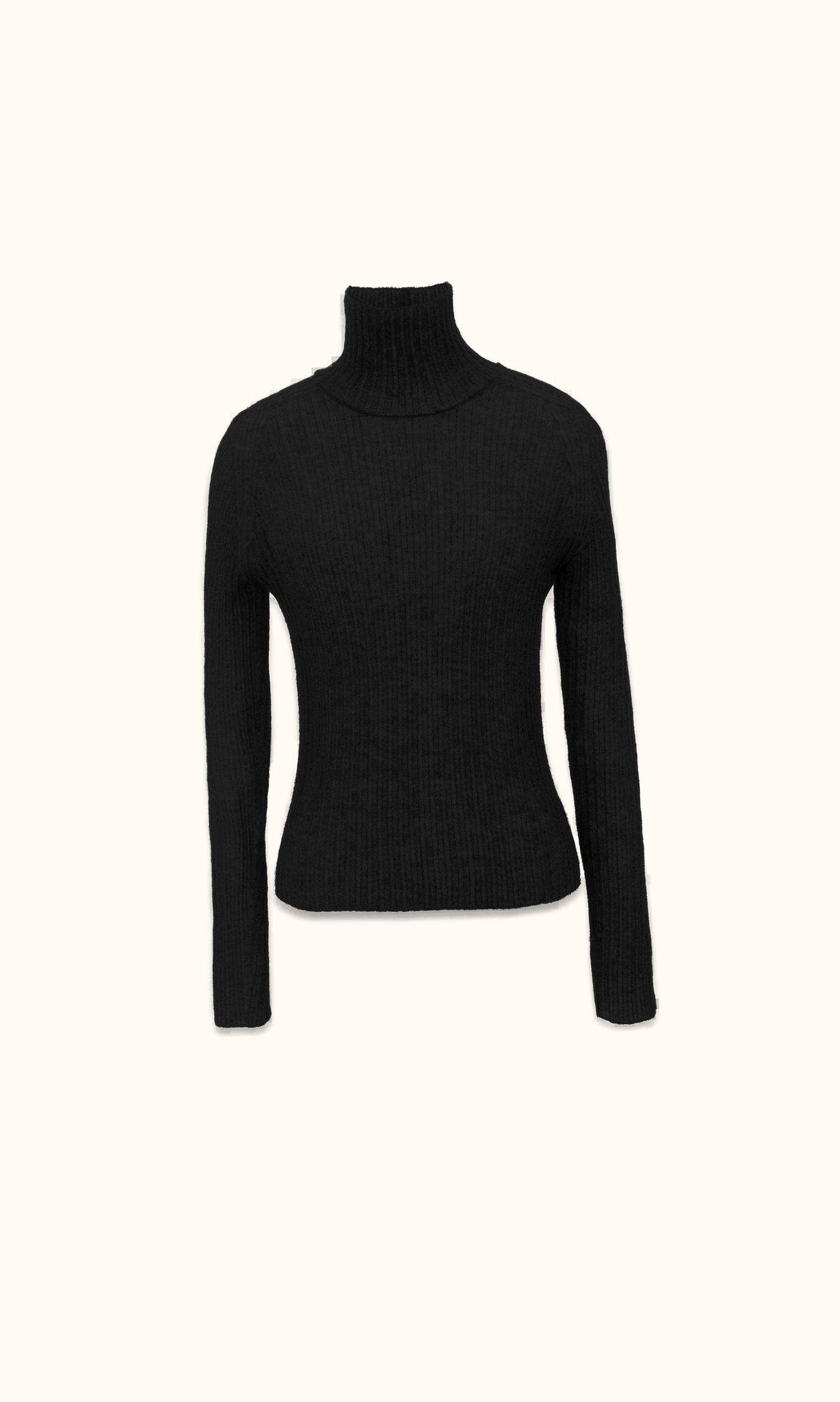 Saint Laurent Saint Laurent Turtleneck Top In Ribbed Knit Black