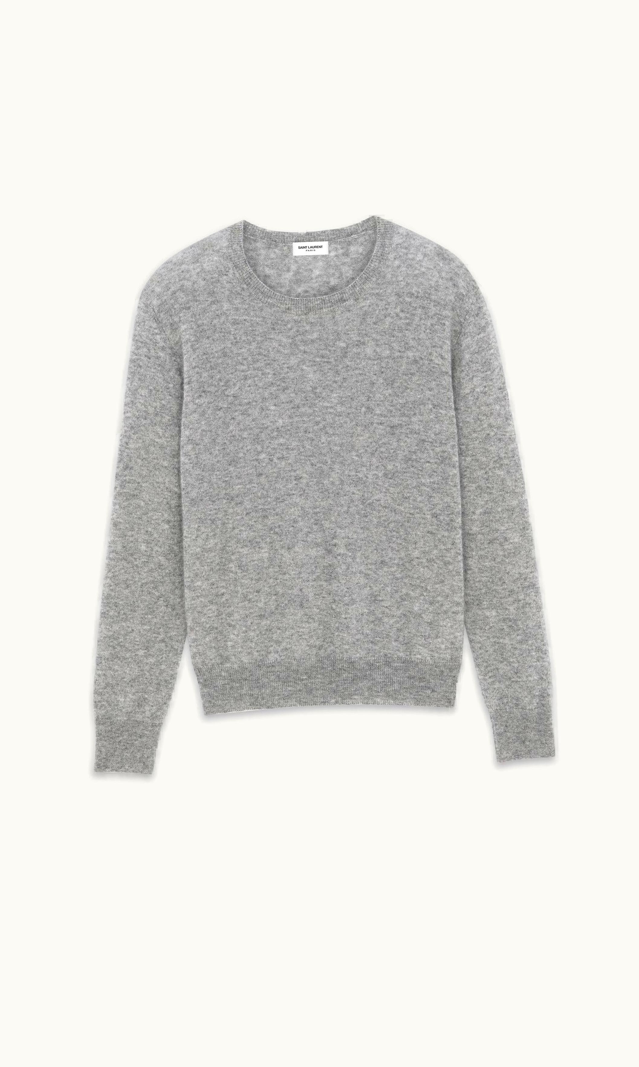 Saint Laurent Saint Laurent Sweater In Cashmere And Silk Gris Chine
