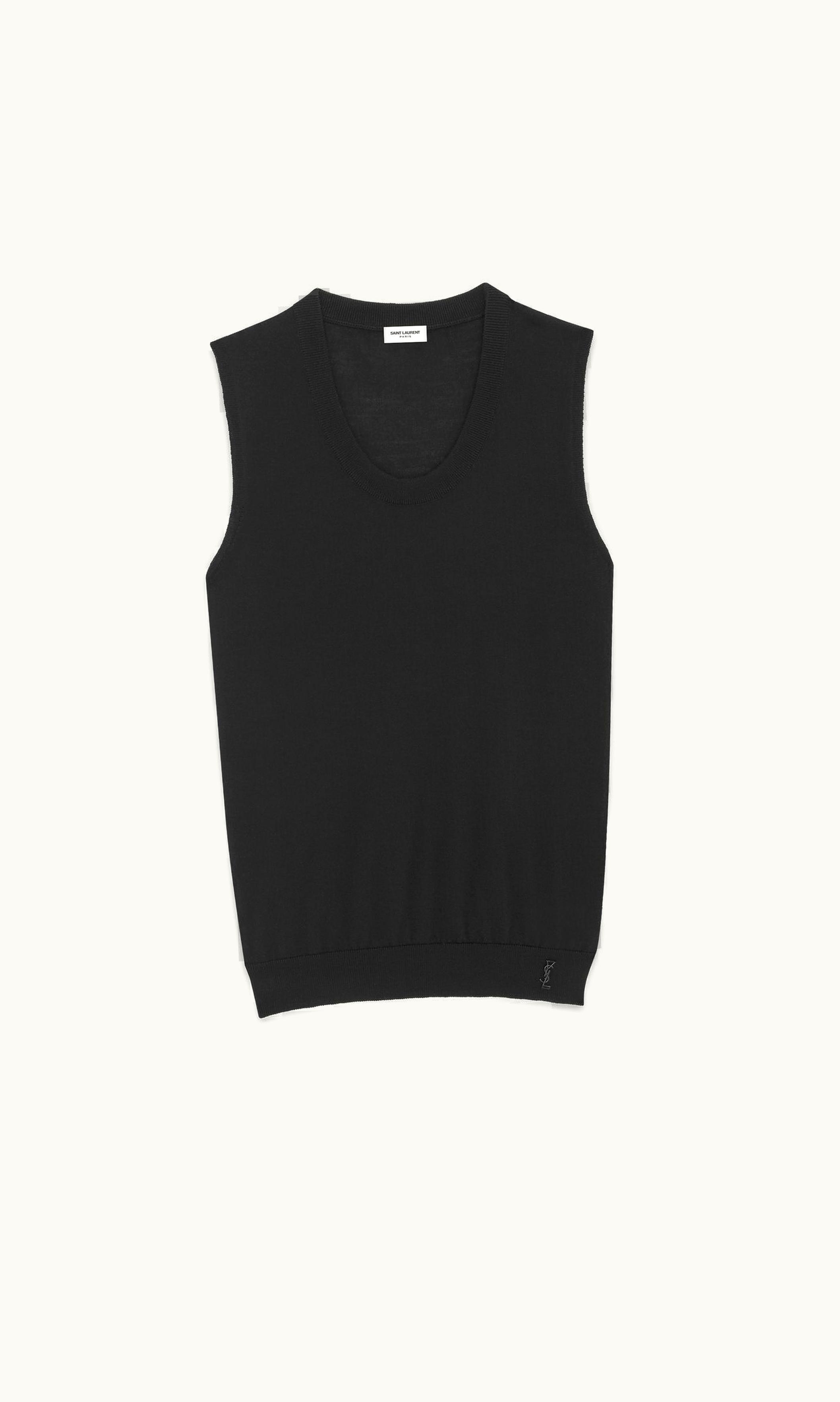 Saint Laurent Saint Laurent Cassandre Tank Top In Wool Black