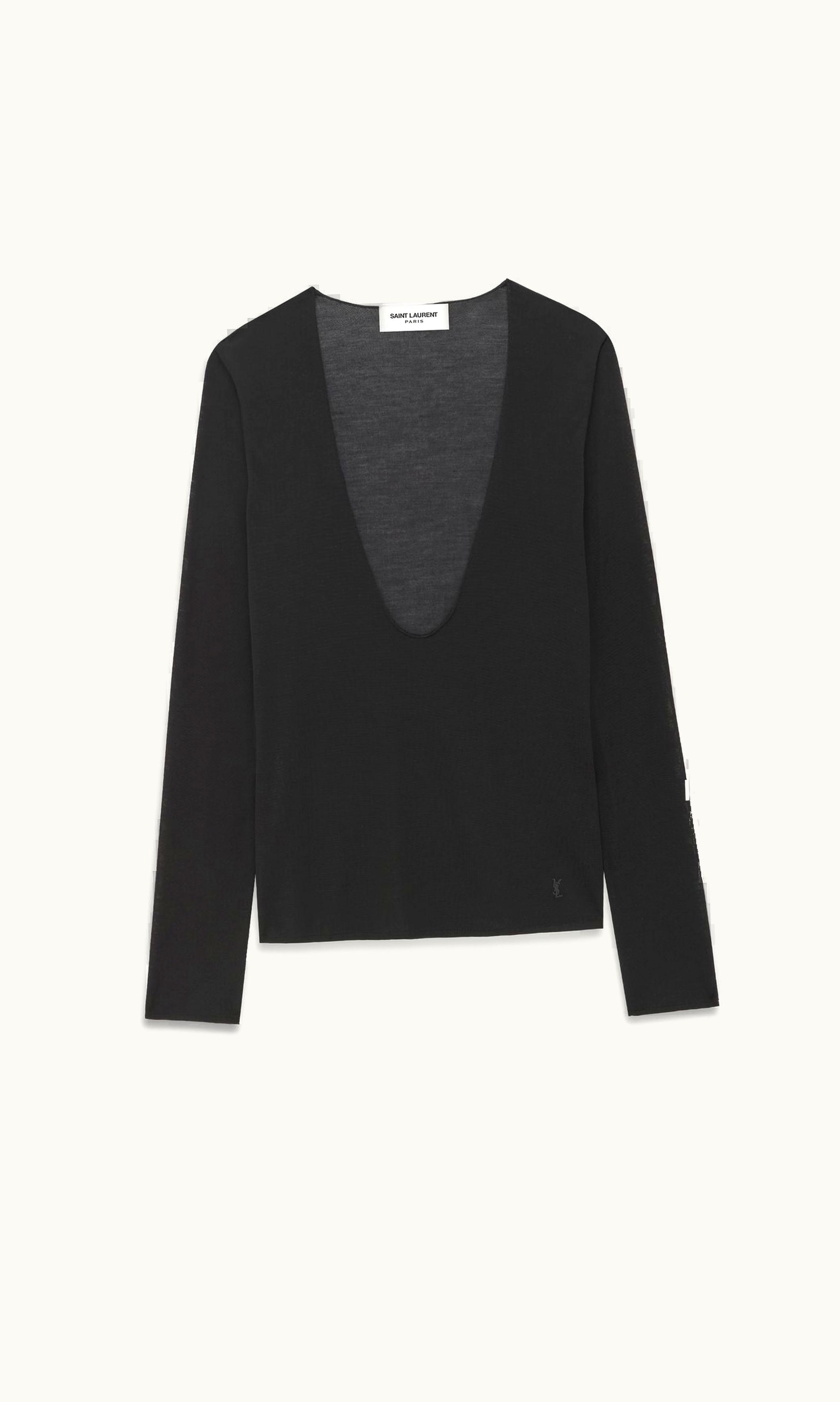 Saint Laurent Saint Laurent Cassandre Sweater In Silk Jersey Black