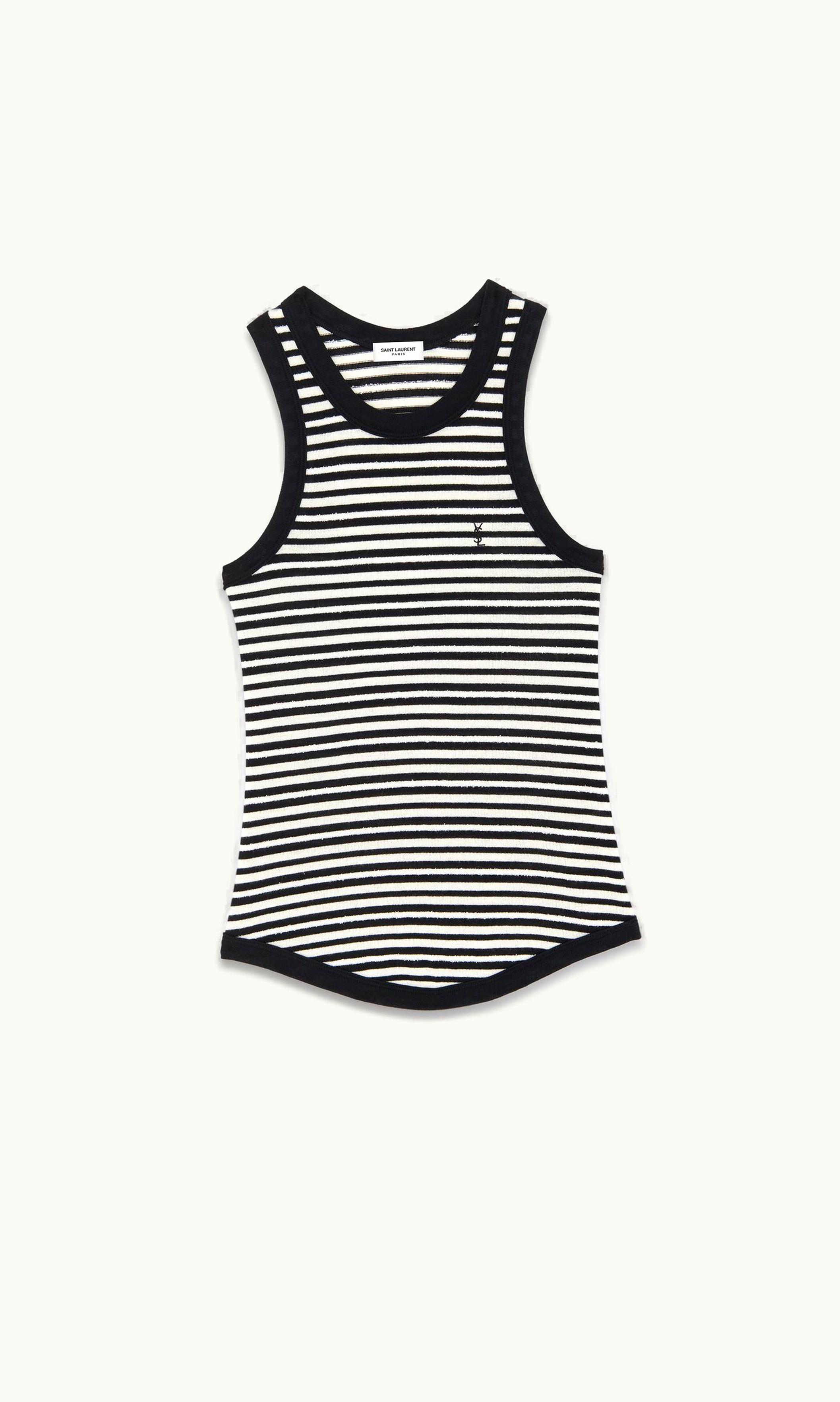Saint Laurent Saint Laurent Cassandre Tank Top In Jersey Noir Craie