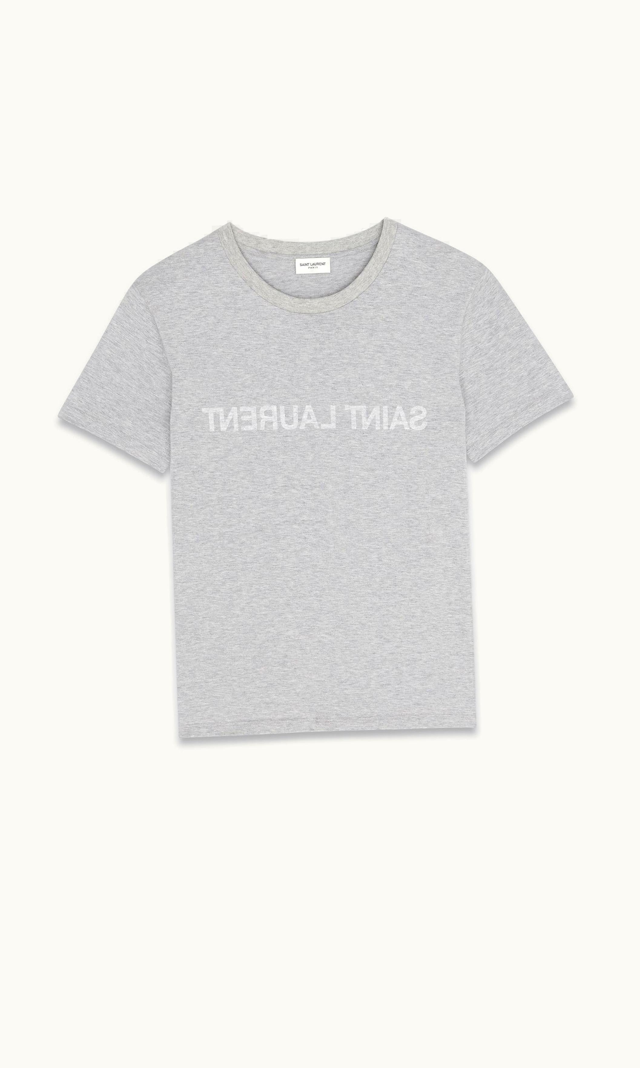 Saint Laurent Saint Laurent Reverse T-Shirt Gris Chine Et Naturel