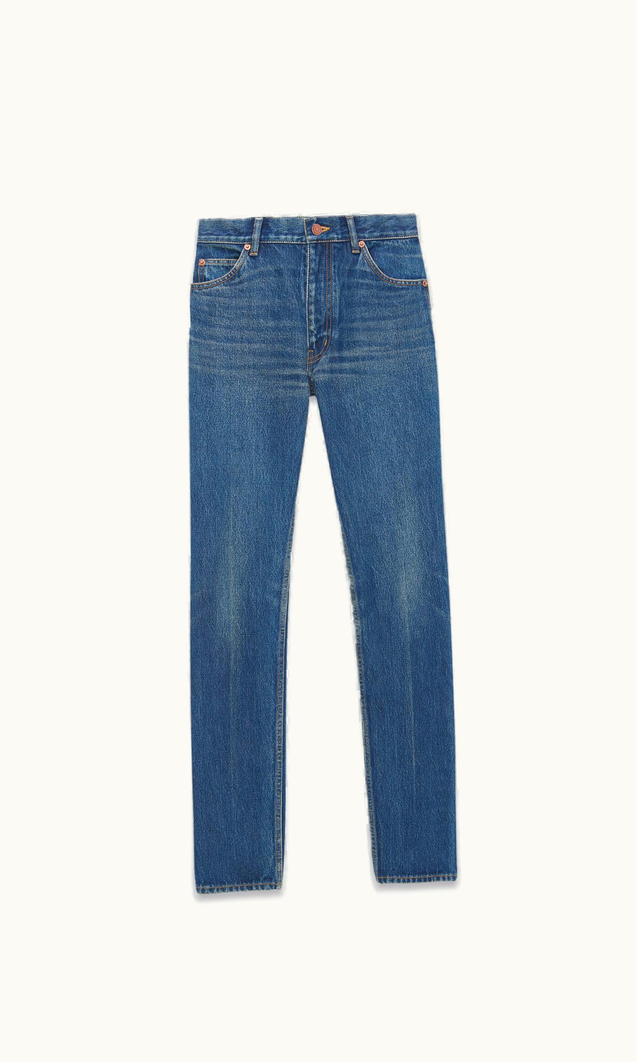 Saint Laurent Saint Laurent Cindy Jeans In Dark Beach Blue Denim Dark Beach Blue