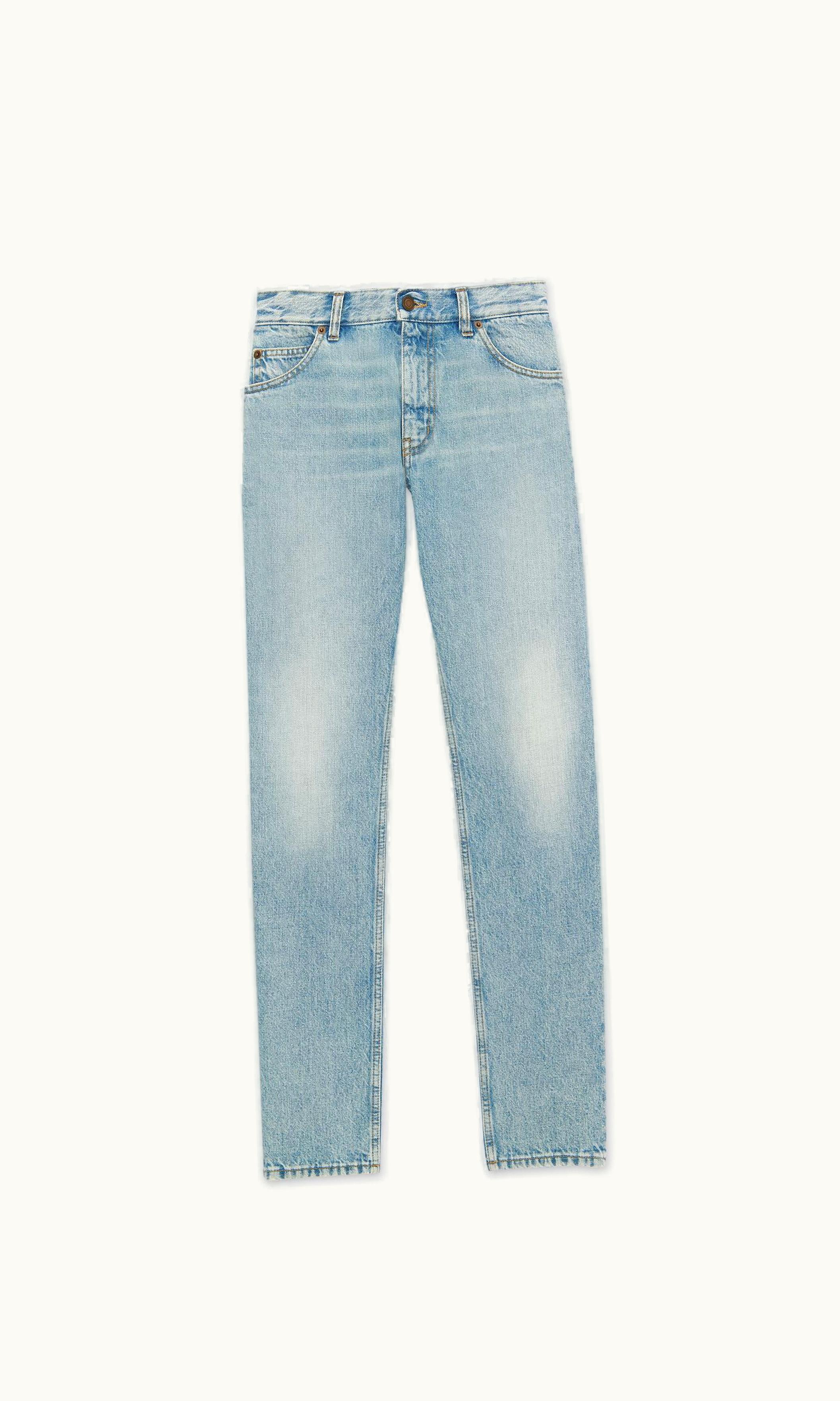 Saint Laurent Saint Laurent Cindy Jeans In Dark Summer Blue Denim Dark Summer Blue