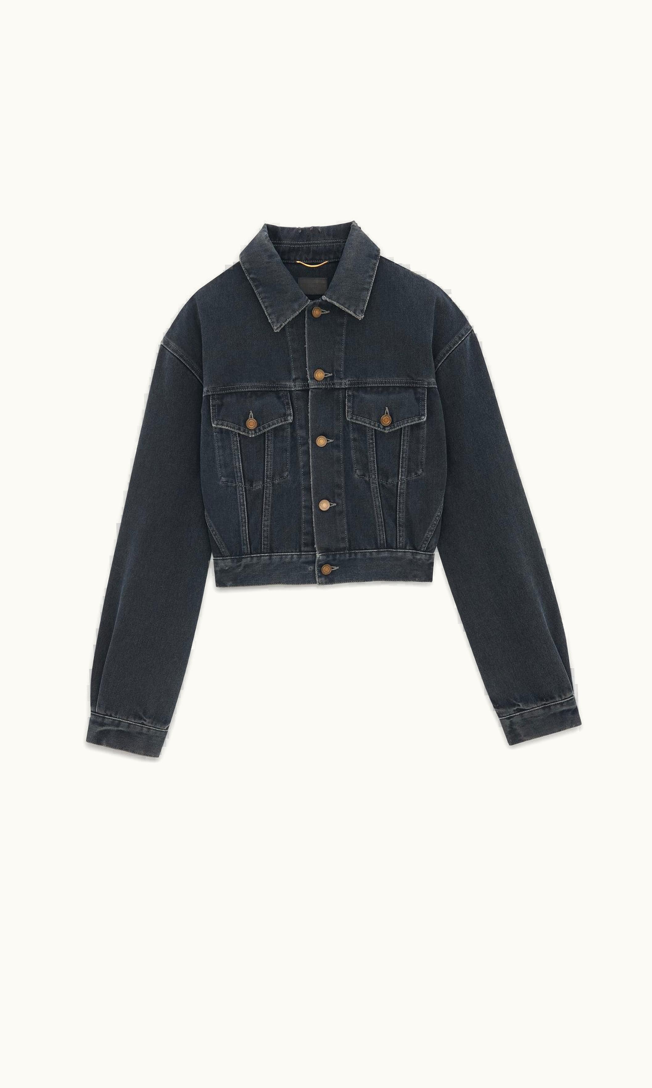 Saint Laurent Saint Laurent 80's Jacket In Dark Blue Black Denim Dark Blue Black