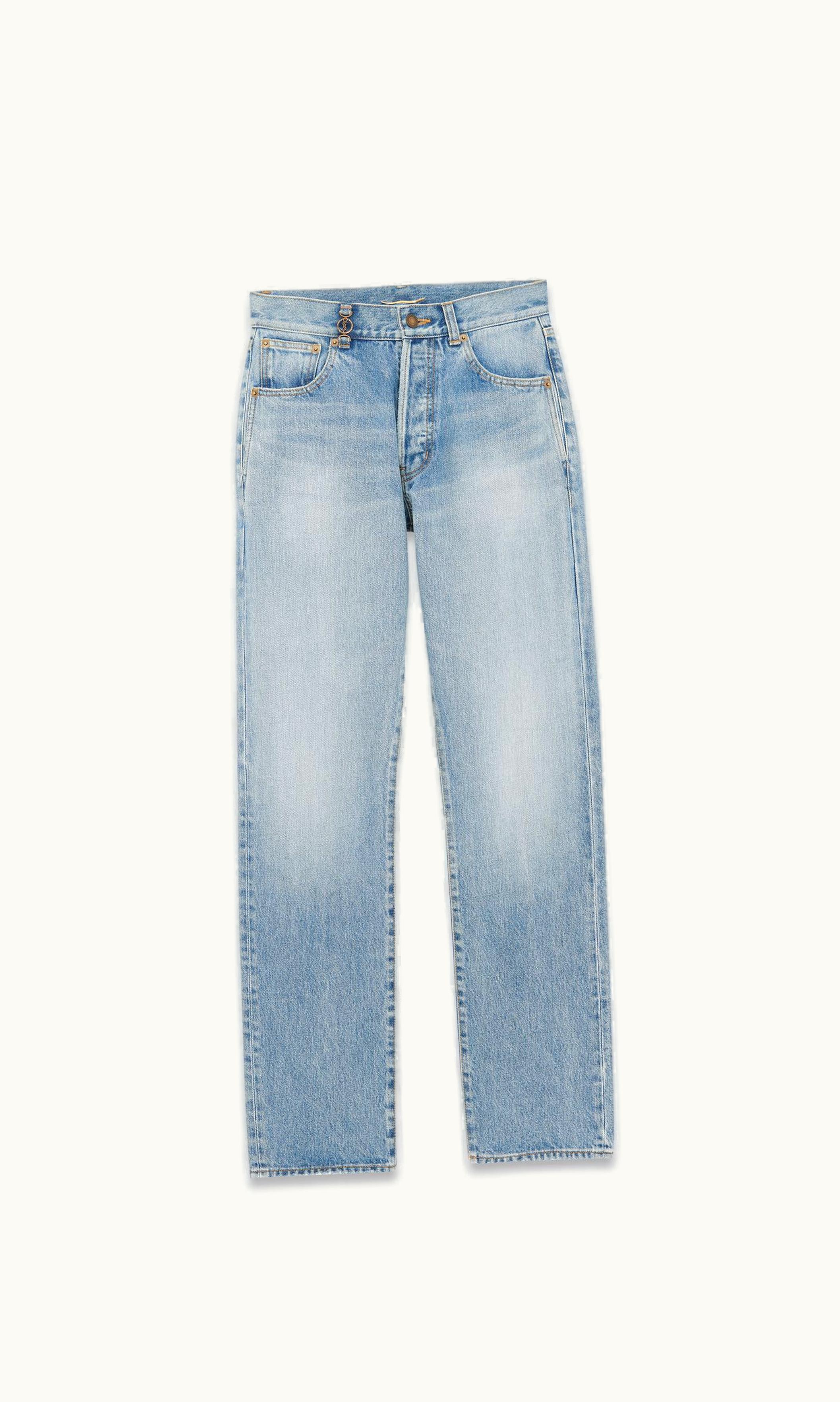 Saint Laurent Saint Laurent Cassandre Jeans In Hawaii Blue Denim Hawaii Blue