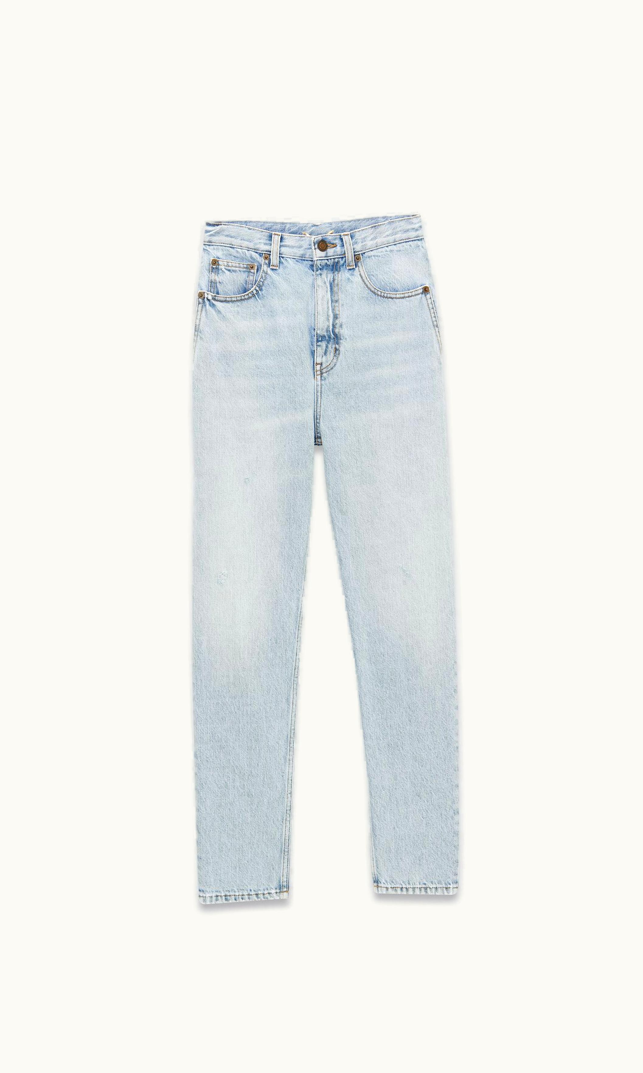 Saint Laurent Saint Laurent 80's Cropped Jeans In Light Caribbean Blue Denim Light Caribbean Blue