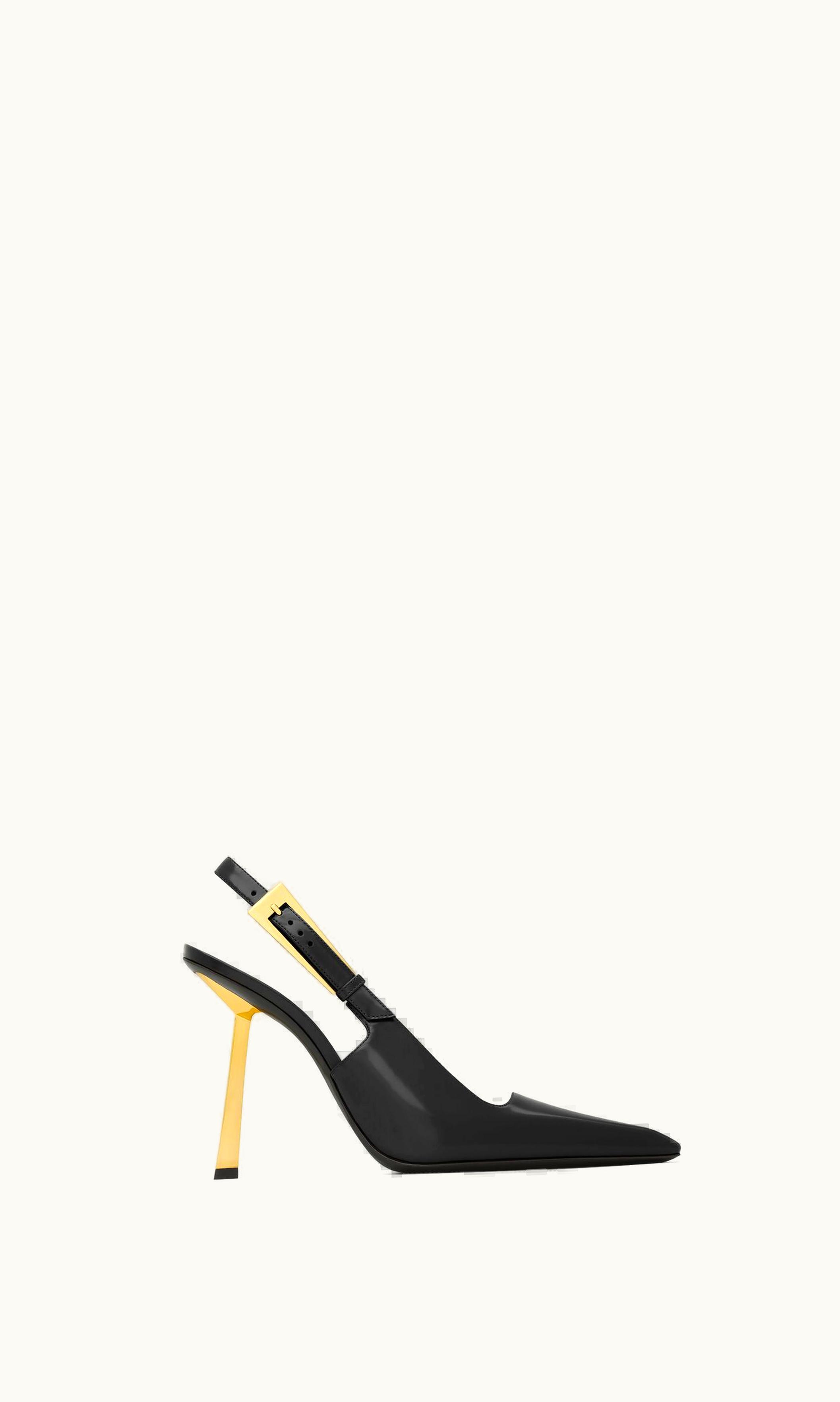 Saint Laurent Saint Laurent Lee Slingback Pumps In Glazed Leather Black