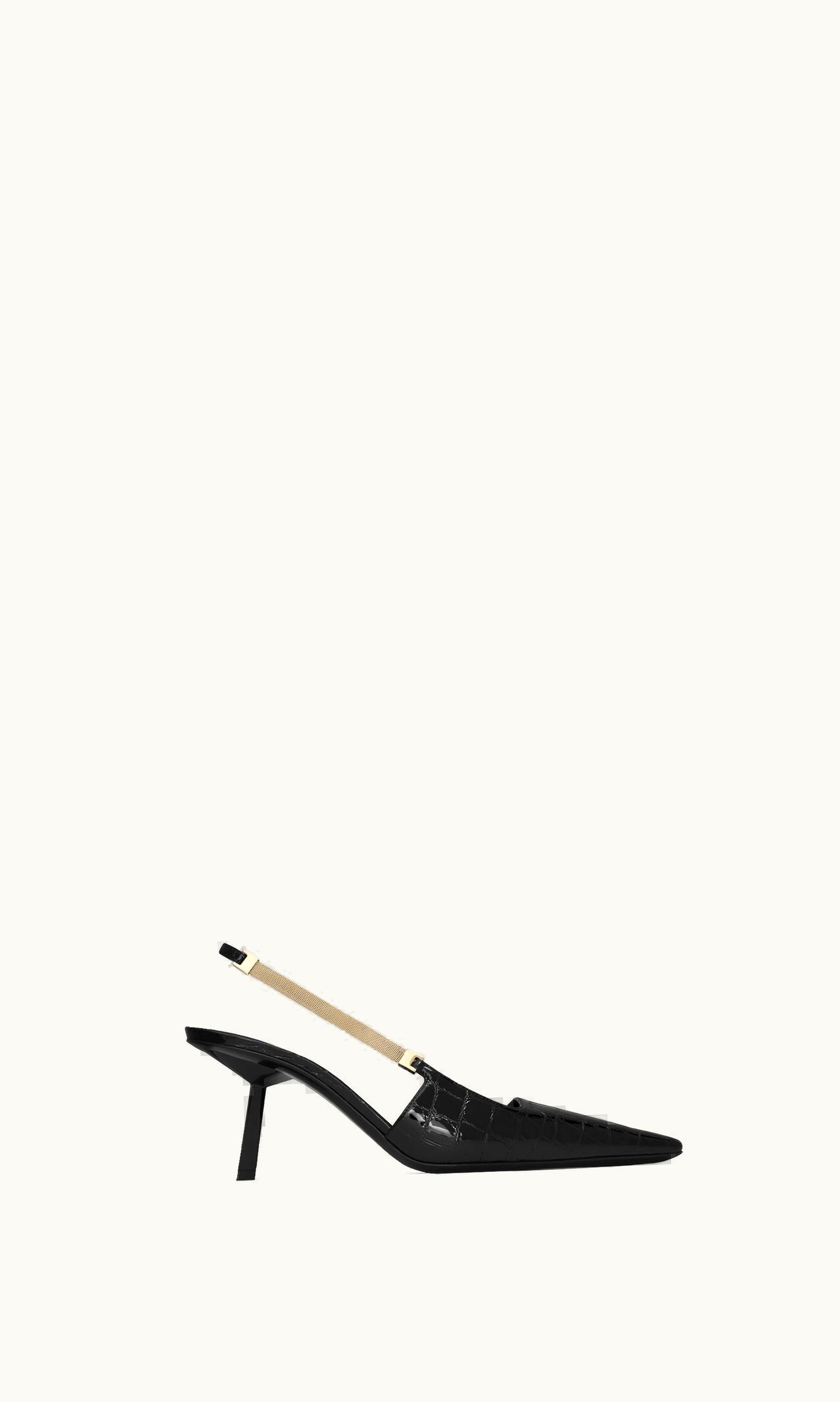 Saint Laurent Saint Laurent Blake Slingback Pumps In Crocodile-Embossed Leather Black BLACK