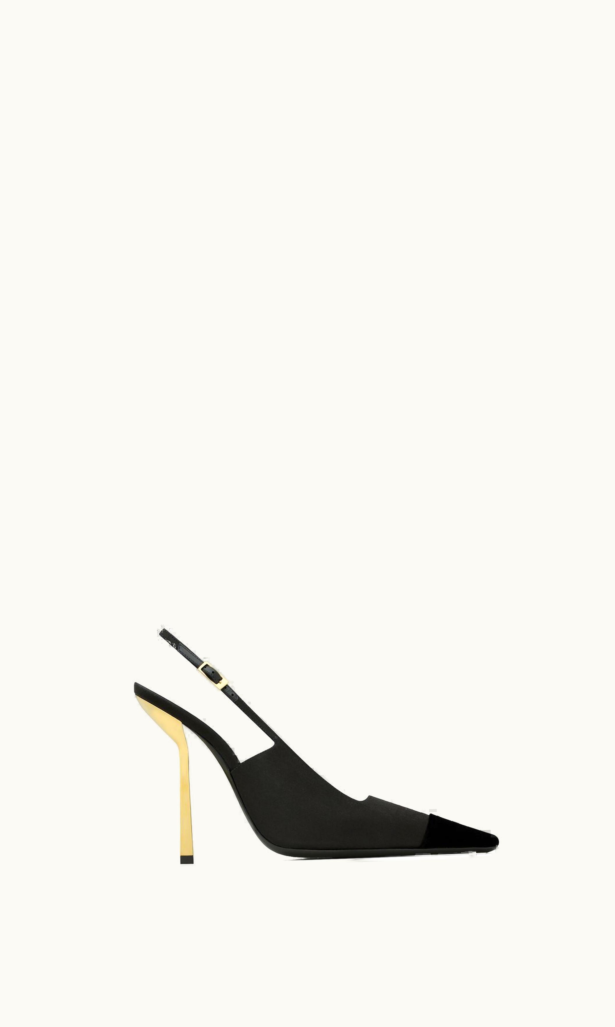 Saint Laurent Saint Laurent Ines Slingback Pumps In Satin Crepe Black