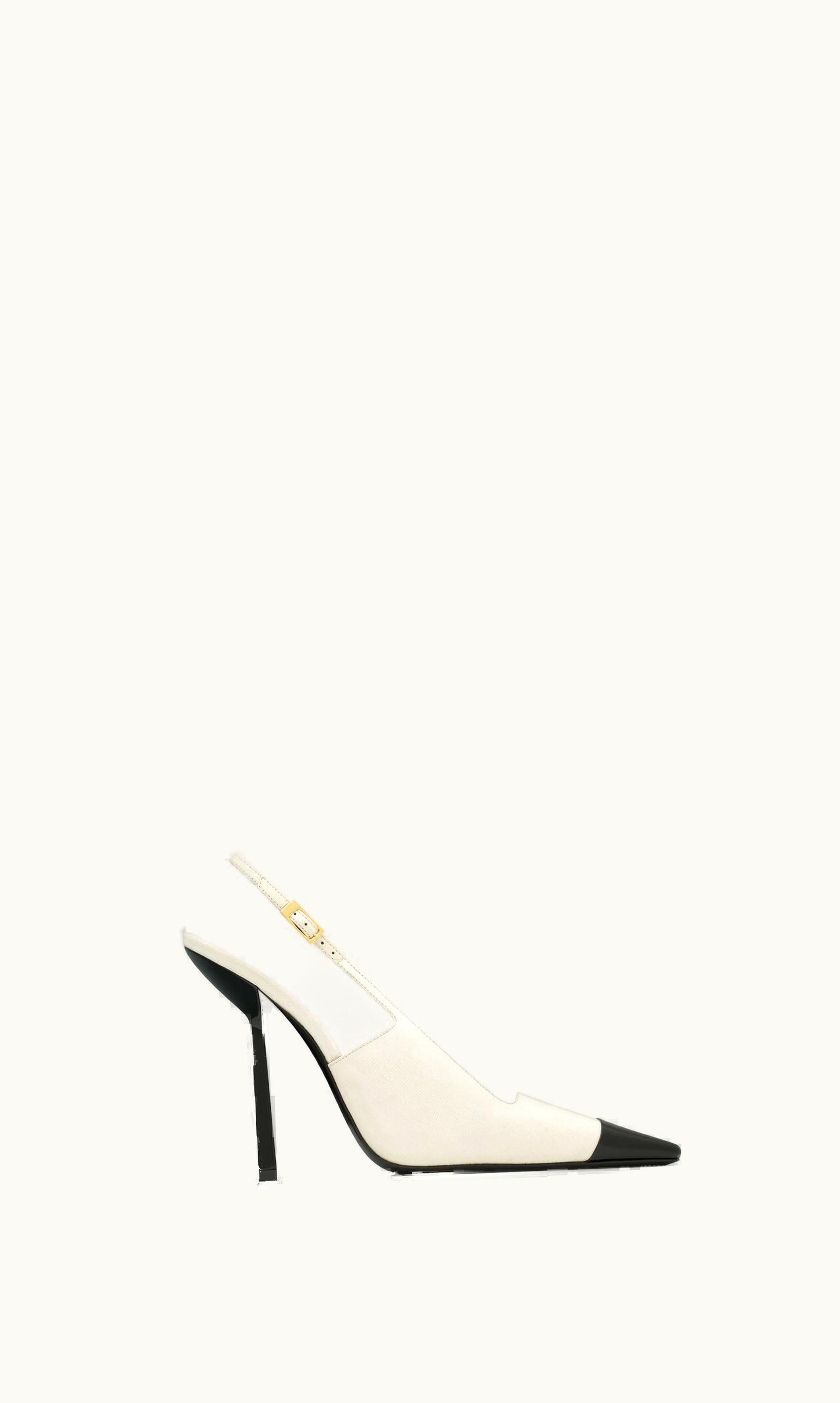 Saint Laurent Saint Laurent Ines Slingback Pumps In Satin Ivory And Black