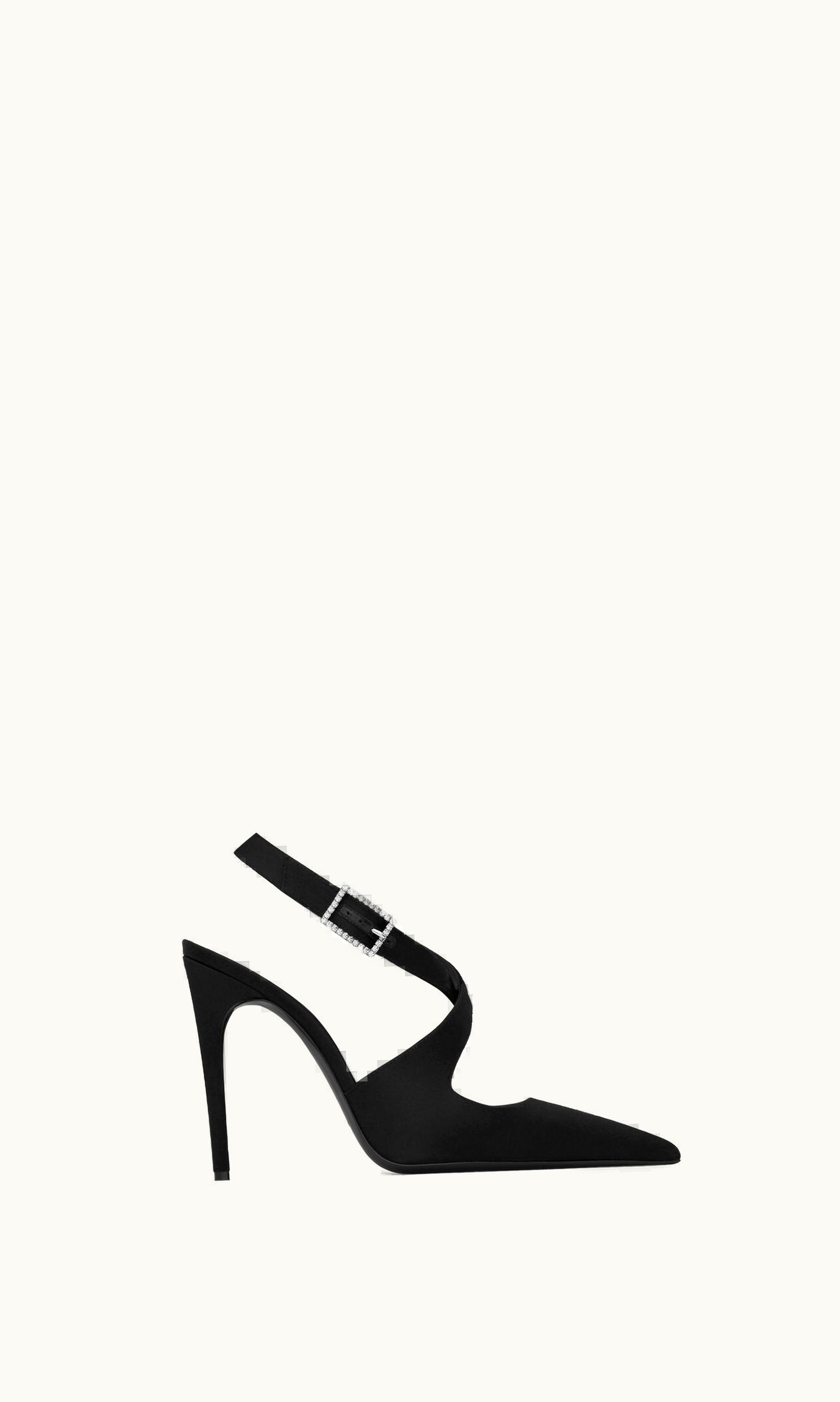 Saint Laurent Saint Laurent Spontini Slingback Pumps In Satin Crepe Black