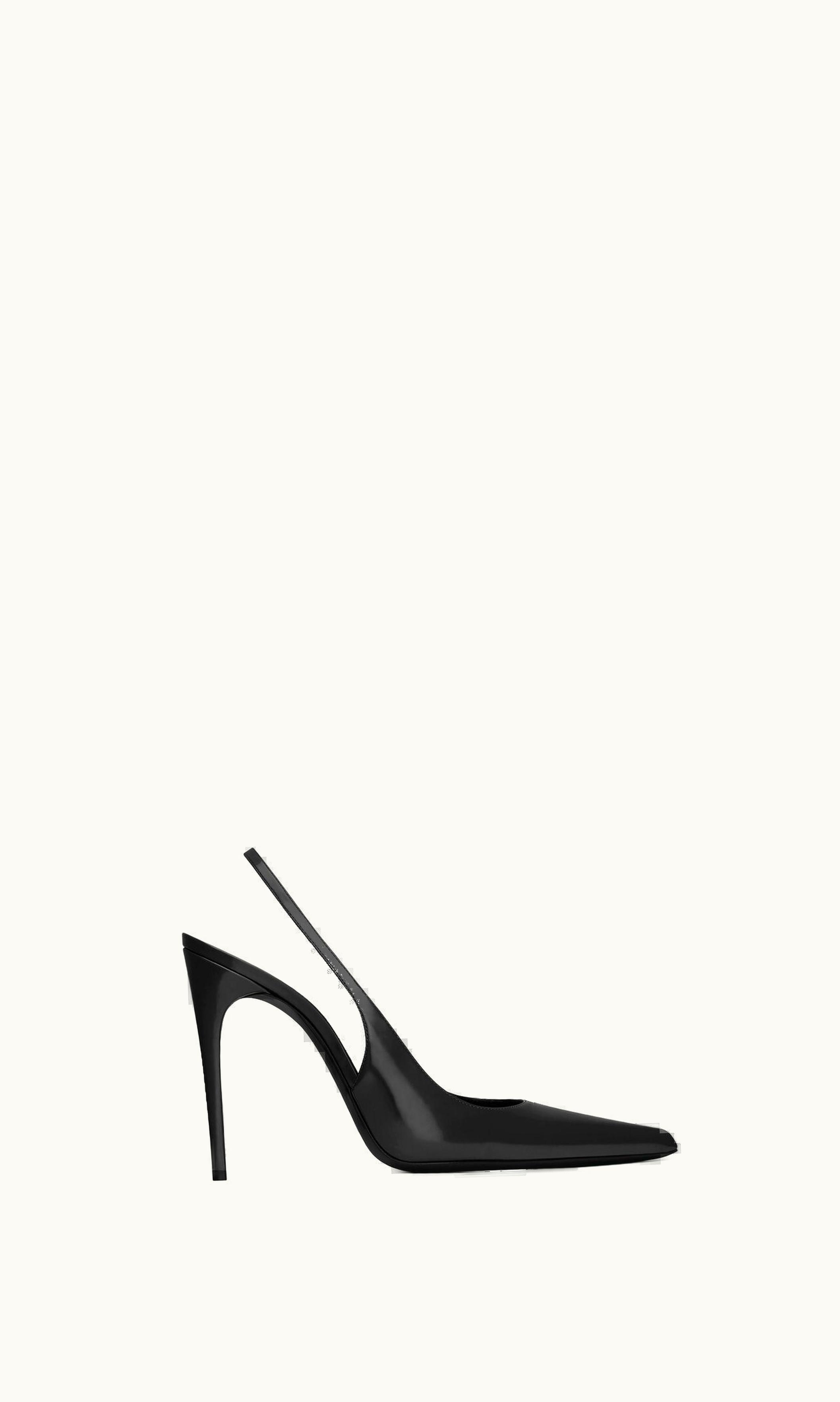 Saint Laurent Saint Laurent Vendome Slingback Pumps In Glazed Leather Black