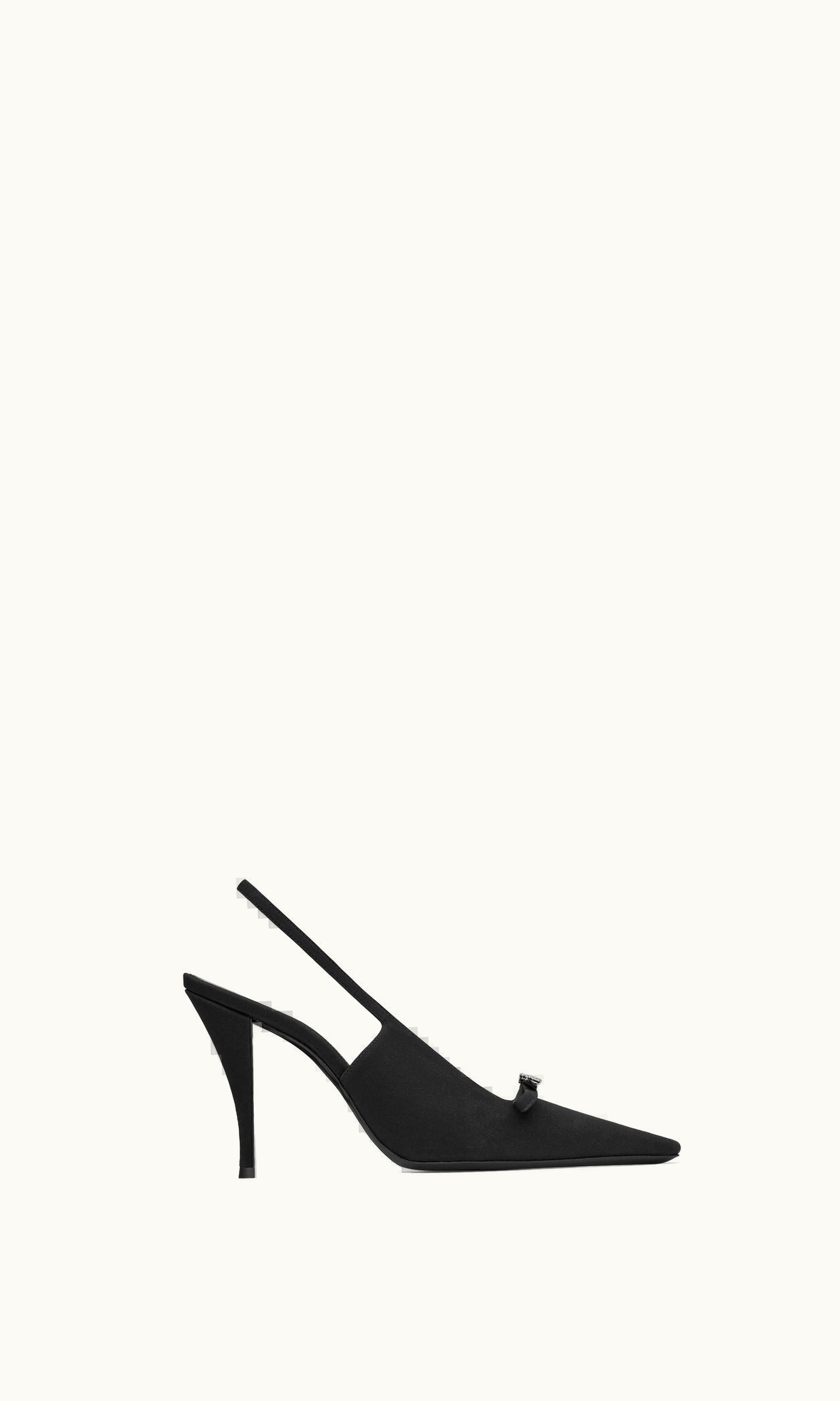 Saint Laurent Saint Laurent Sadie Slingback Pumps In Crepe De Chine Black