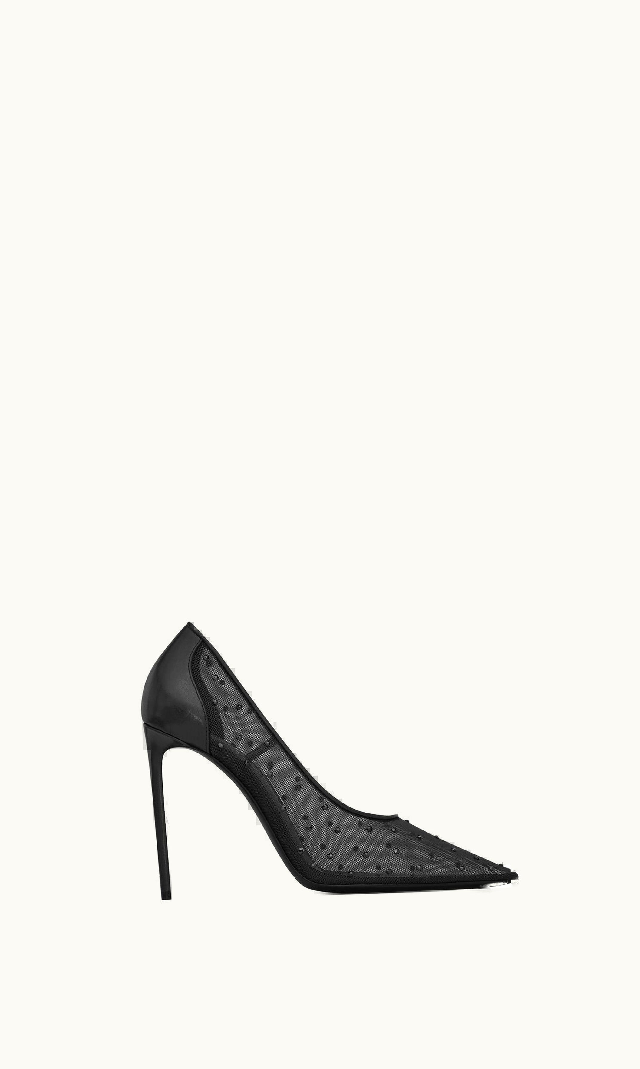 Saint Laurent Saint Laurent Anja Pumps In Rhinestone Mesh Black