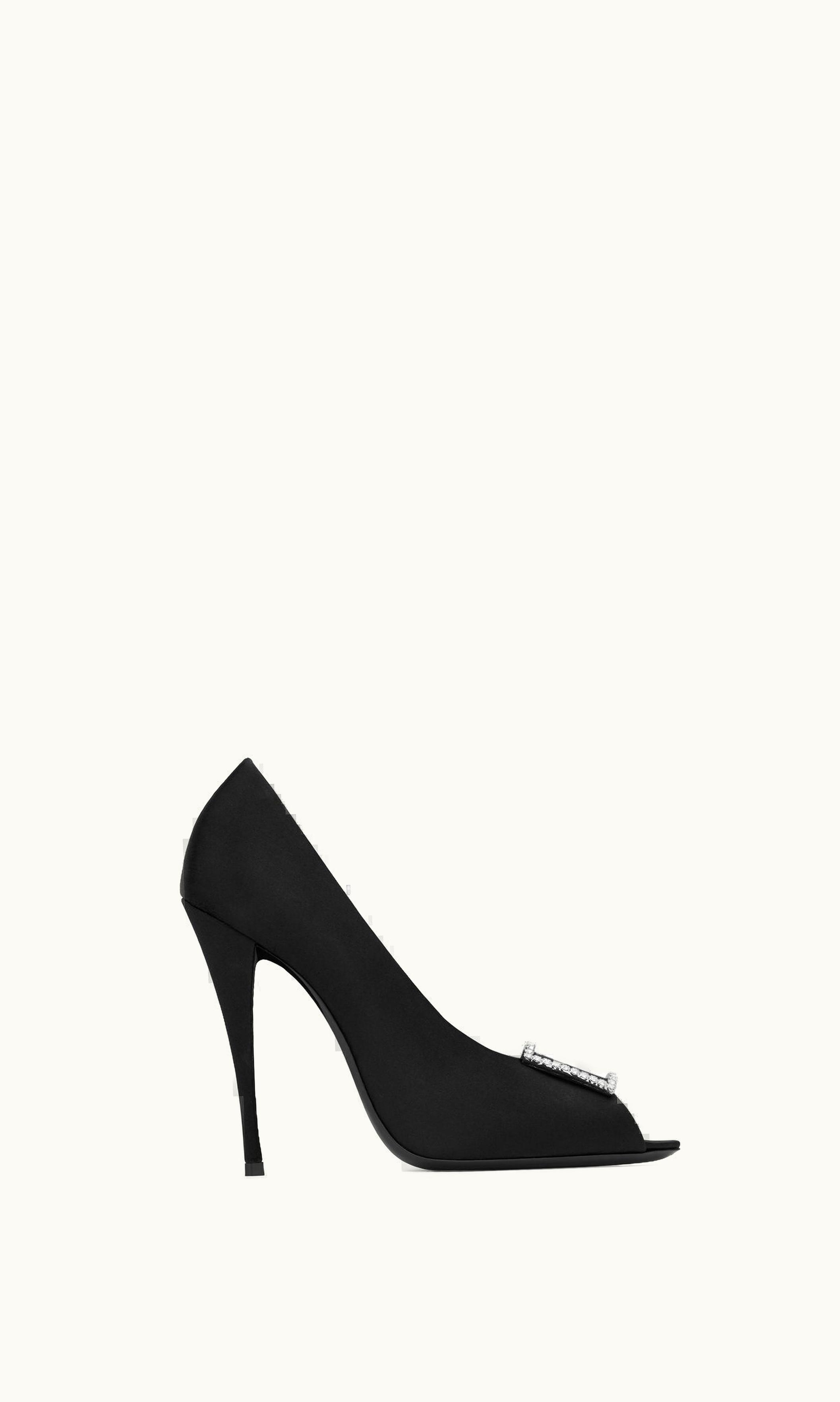 Saint Laurent Saint Laurent Peep Pumps In Satin Crepe Black