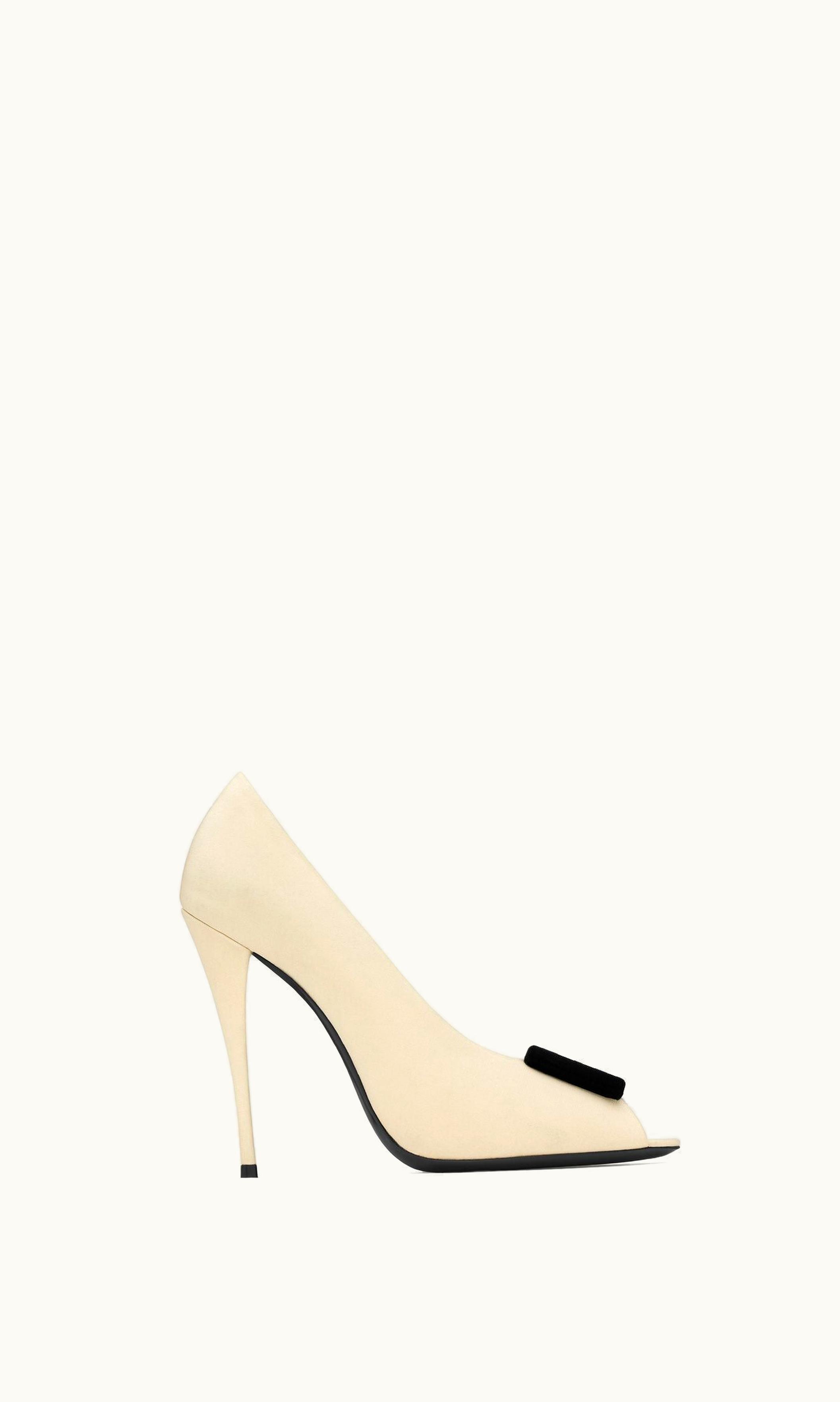 Saint Laurent Saint Laurent Peep Pumps In Satin Crepe Ivory And Black