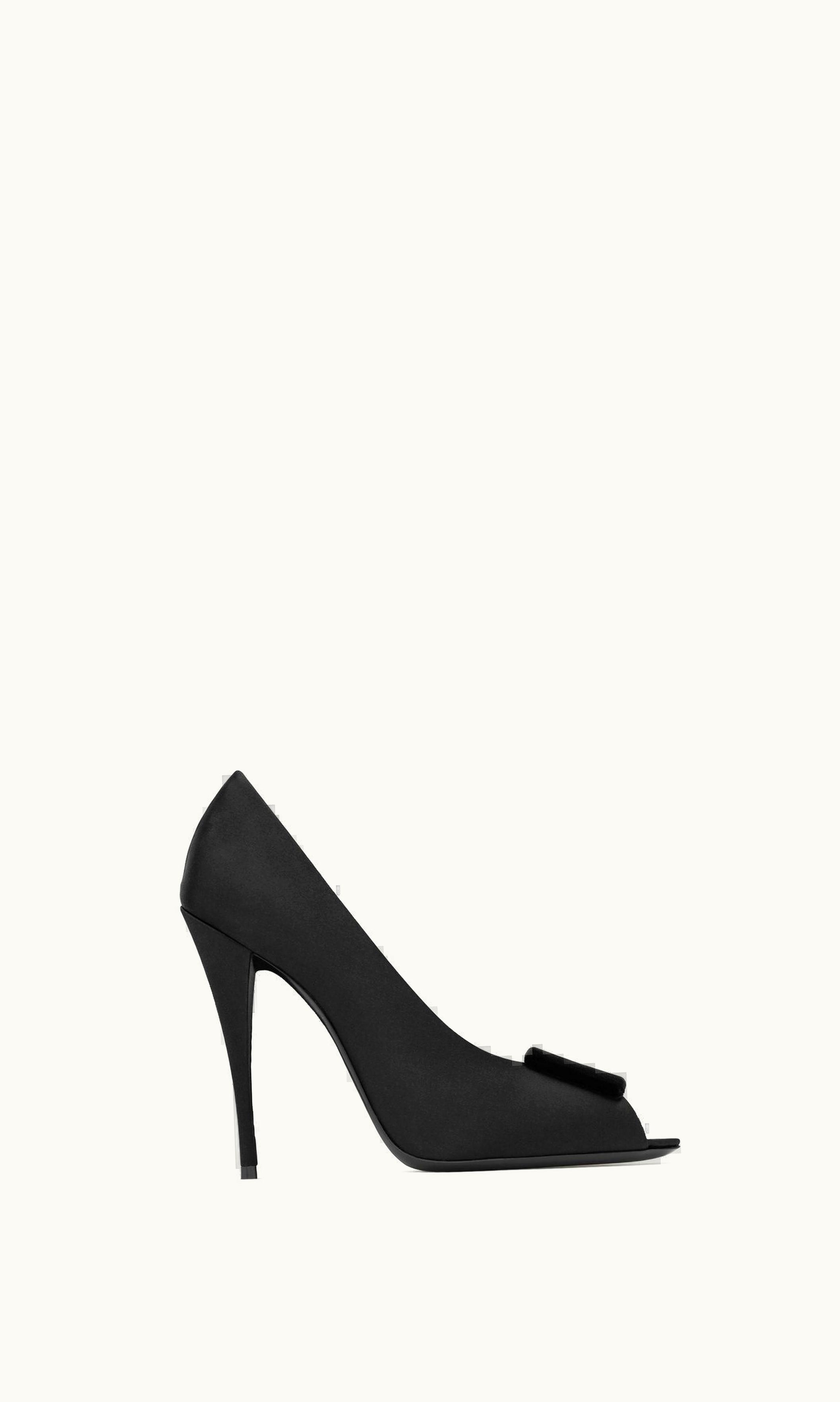 Saint Laurent Saint Laurent Peep Pumps In Satin Crepe Black BLACK