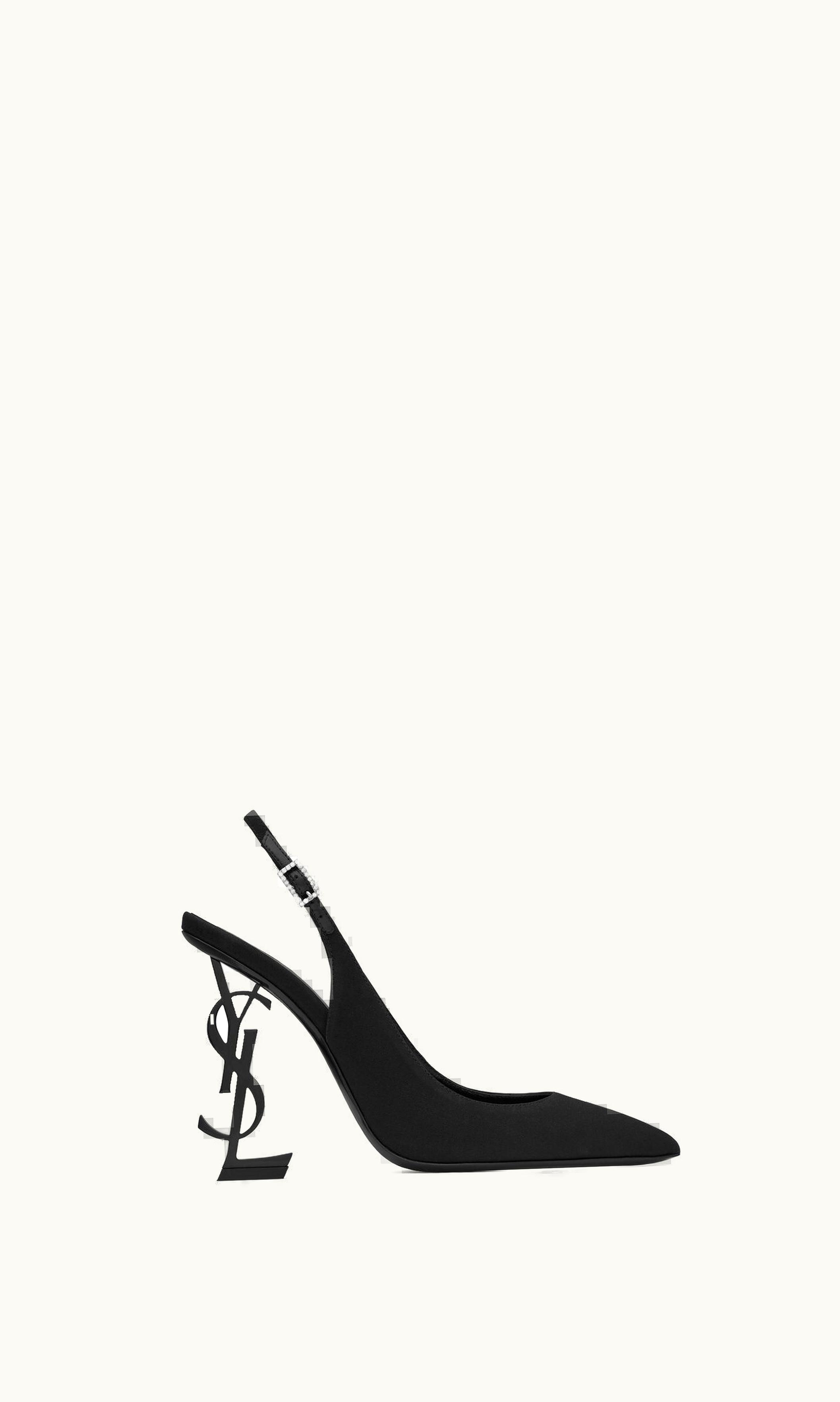 Saint Laurent Saint Laurent Opyum Slingback Pumps In Crepe De Chine Black