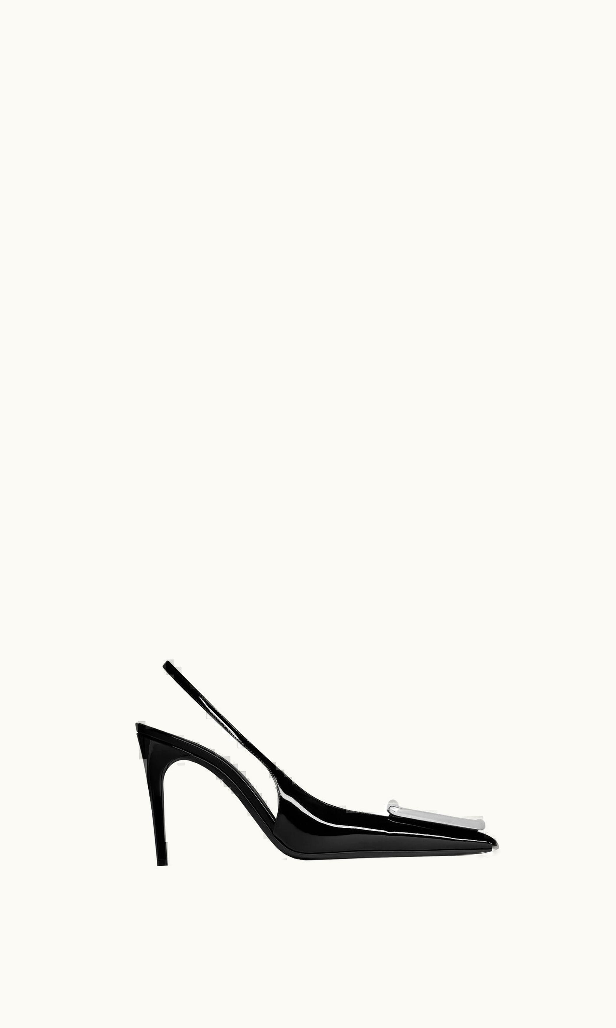 Saint Laurent Saint Laurent Avenue Slingback Pumps In Patent Leather Black