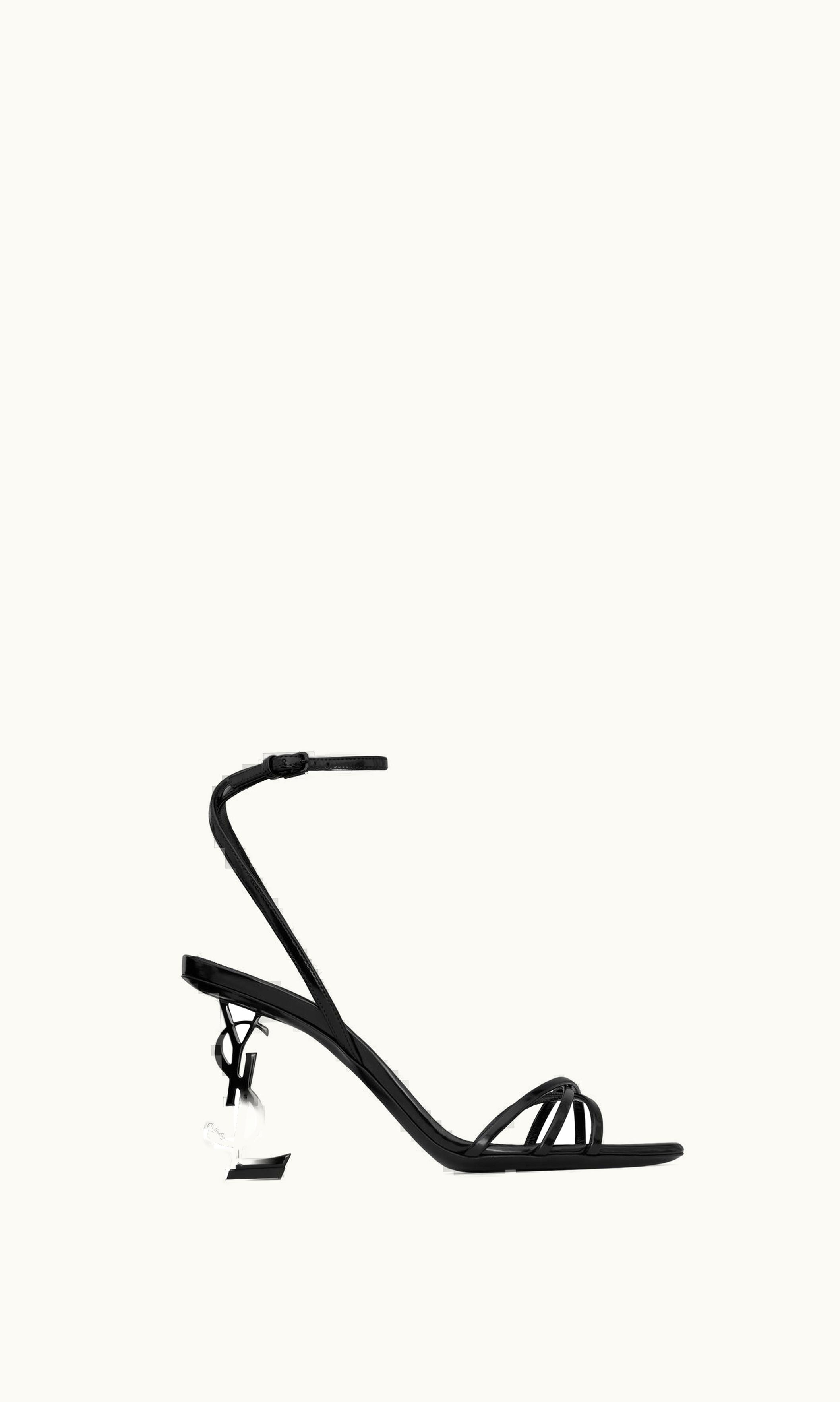 Saint Laurent Saint Laurent Opyum Sandals In Glazed Leather Black
