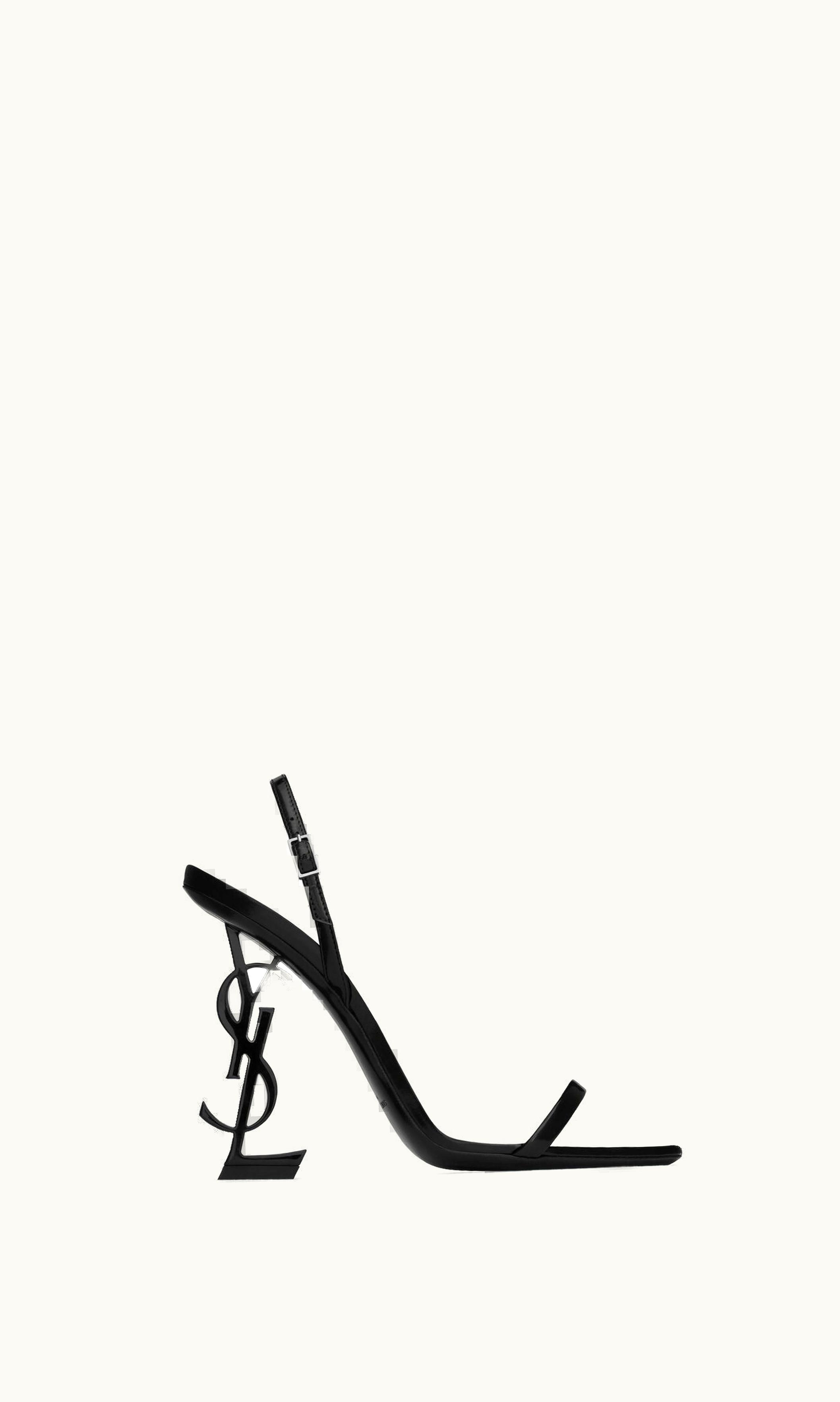 Saint Laurent Saint Laurent Opyum Slingback Sandals In Glazed Leather Black