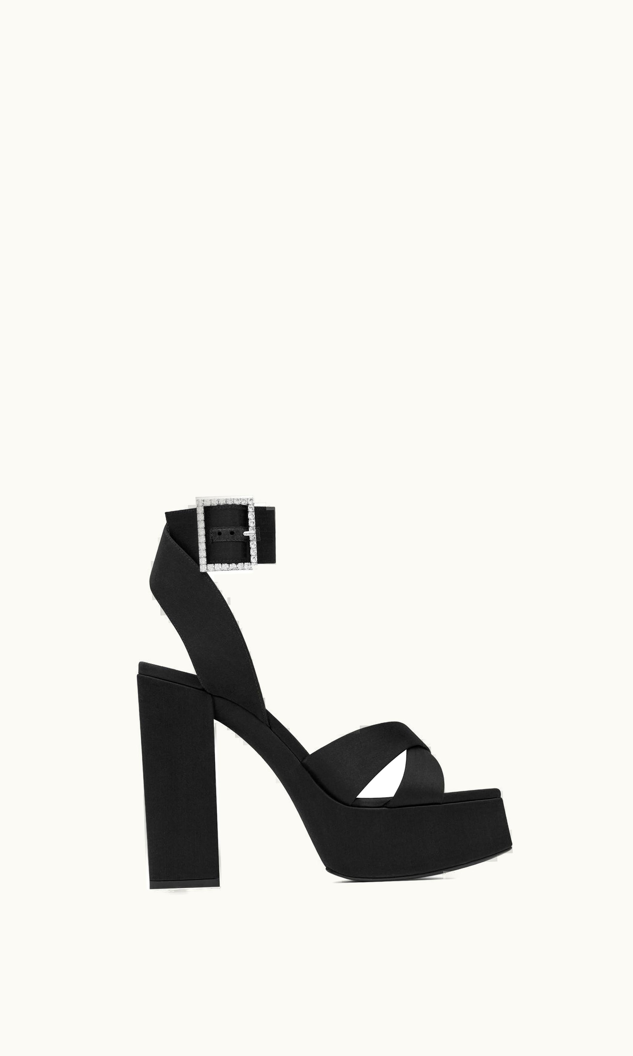 Saint Laurent Saint Laurent Bianca Platform Sandals In Satin Crepe Black