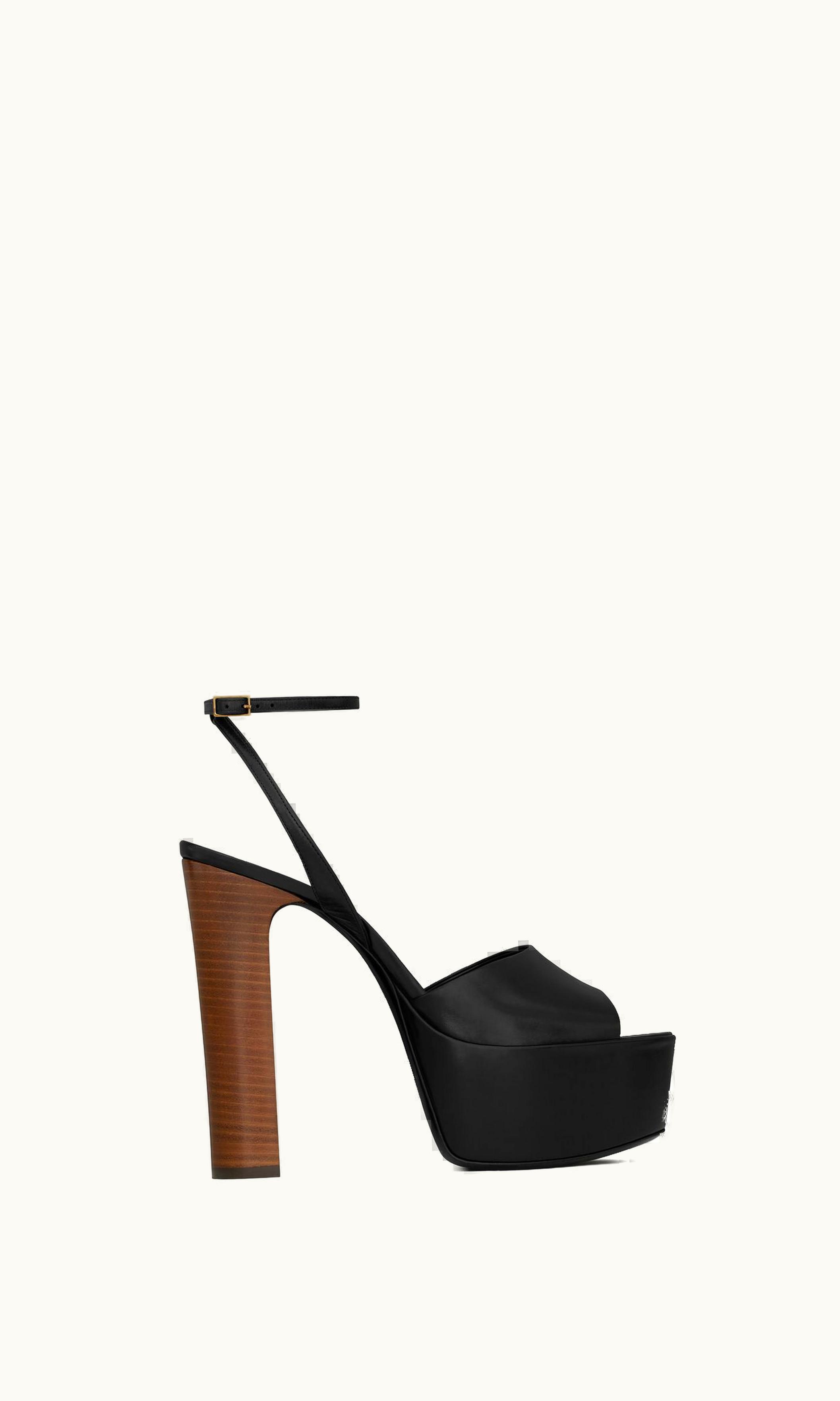 Saint Laurent Saint Laurent Jodie Platform Sandals In Shiny Leather Black