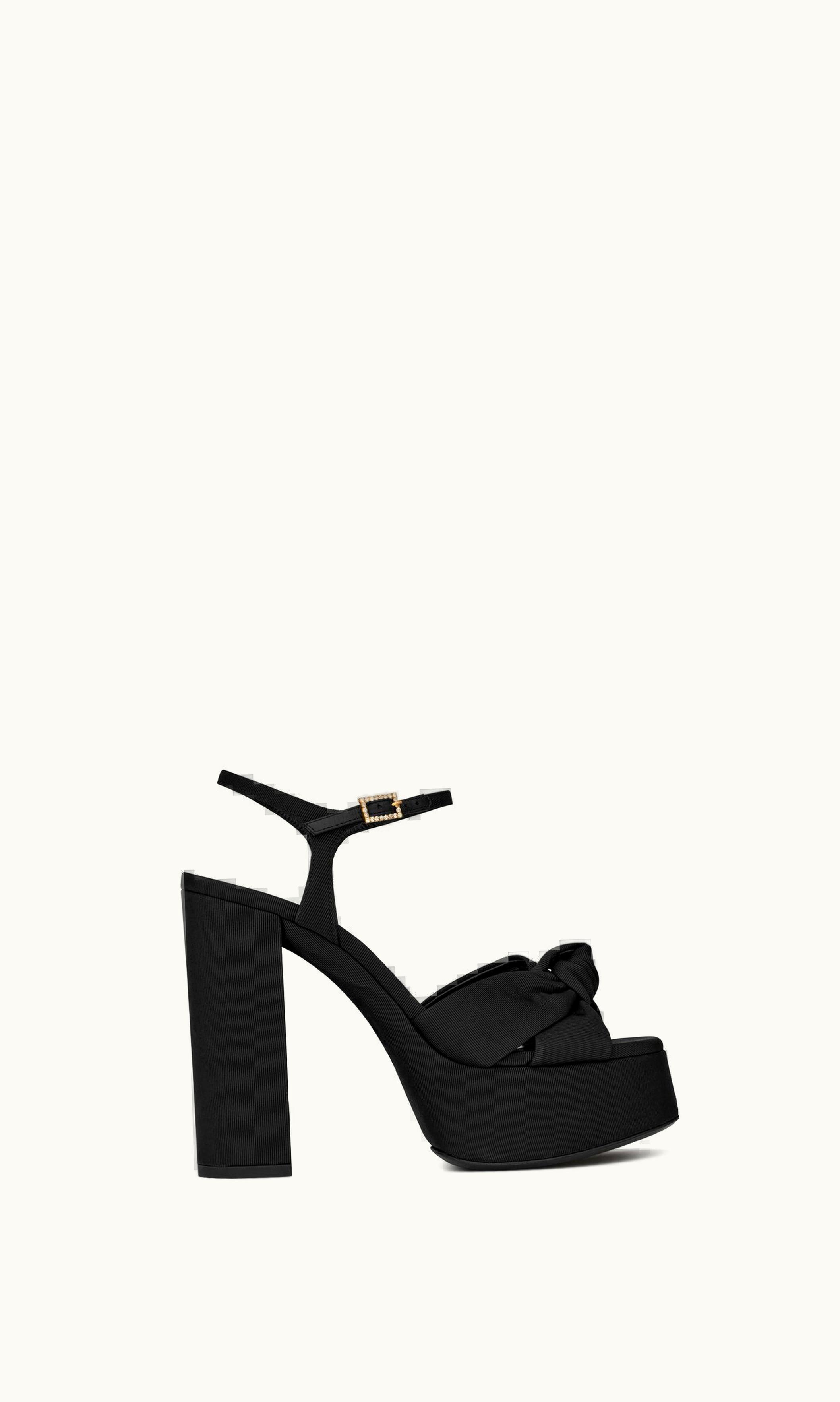 Saint Laurent Saint Laurent Bianca Platform Sandals In Ottoman Fabric Black
