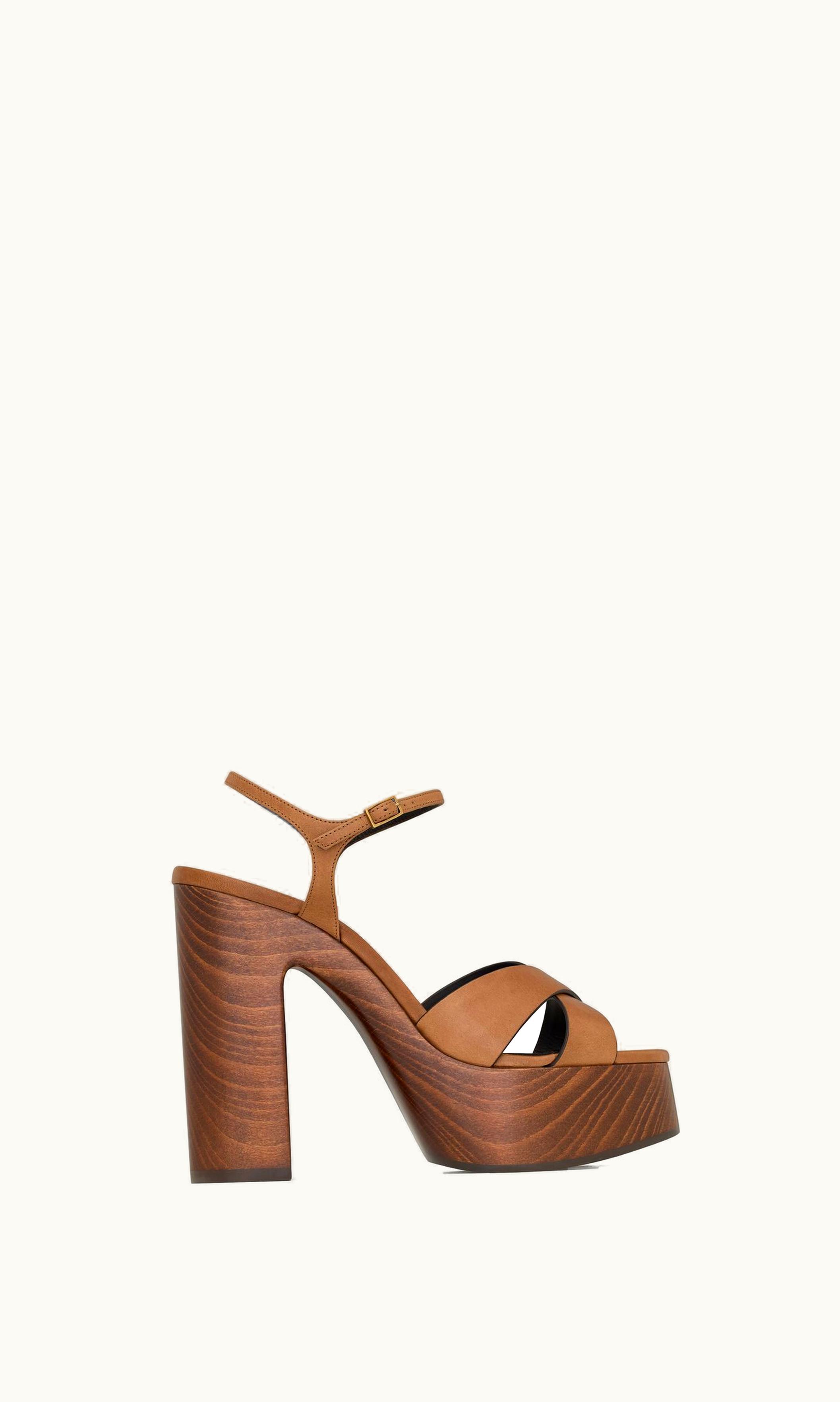 Saint Laurent Saint Laurent Bianca Platform Sandals In Smooth Leather Caramel