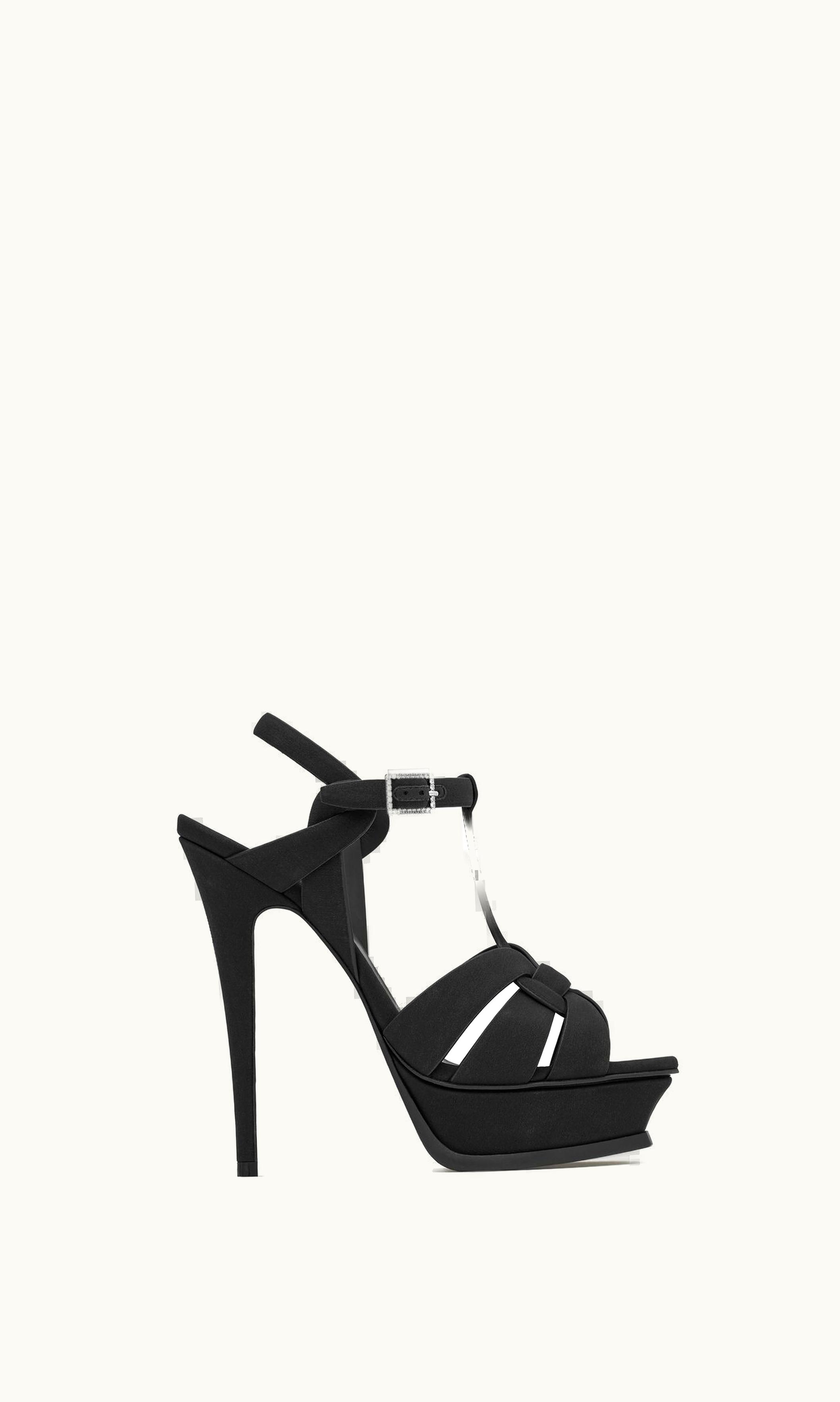 Saint Laurent Saint Laurent Tribute Platform Sandals In Crepe De Chine Black