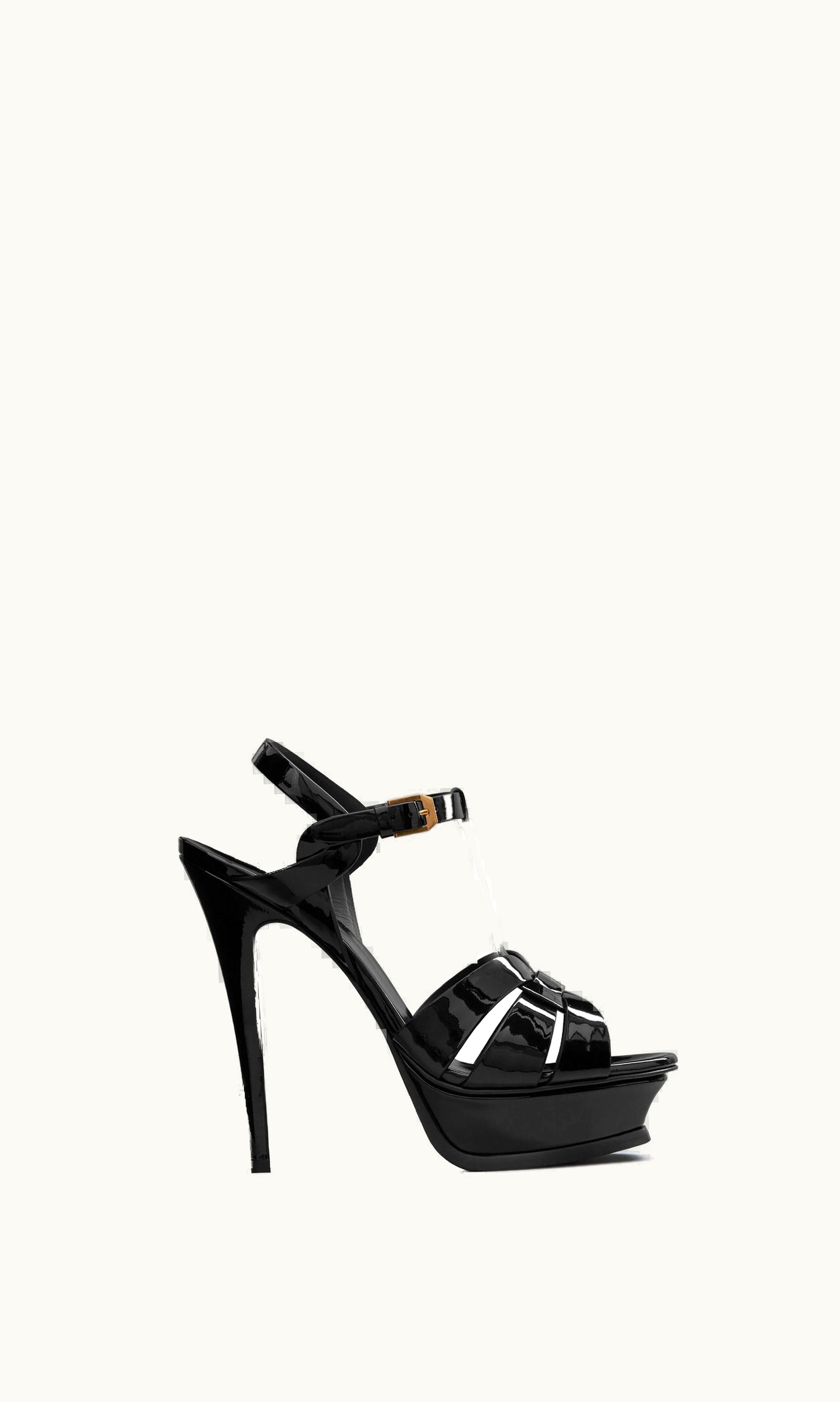 Saint Laurent Saint Laurent Tribute Platform Sandals In Patent Leather Black