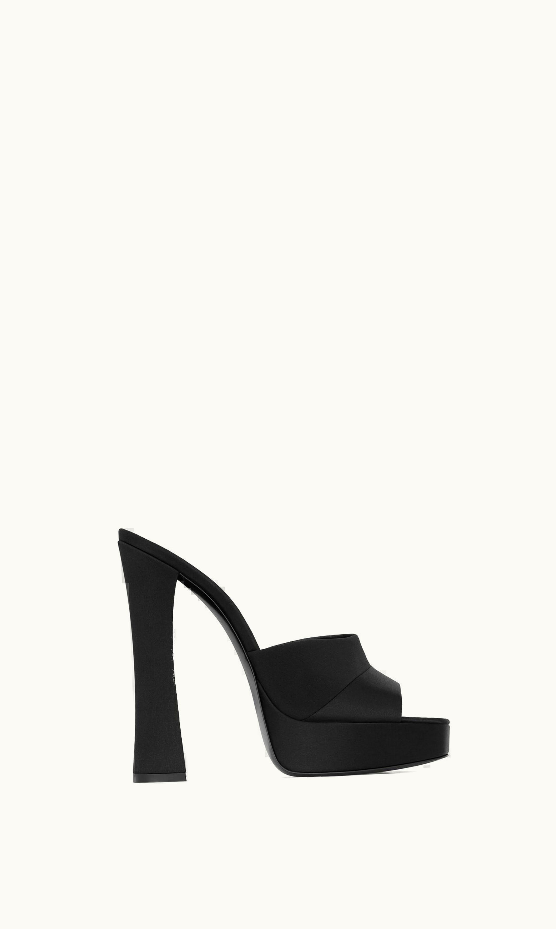 Saint Laurent Saint Laurent Boogie Platform Mules In Satin Crepe Black