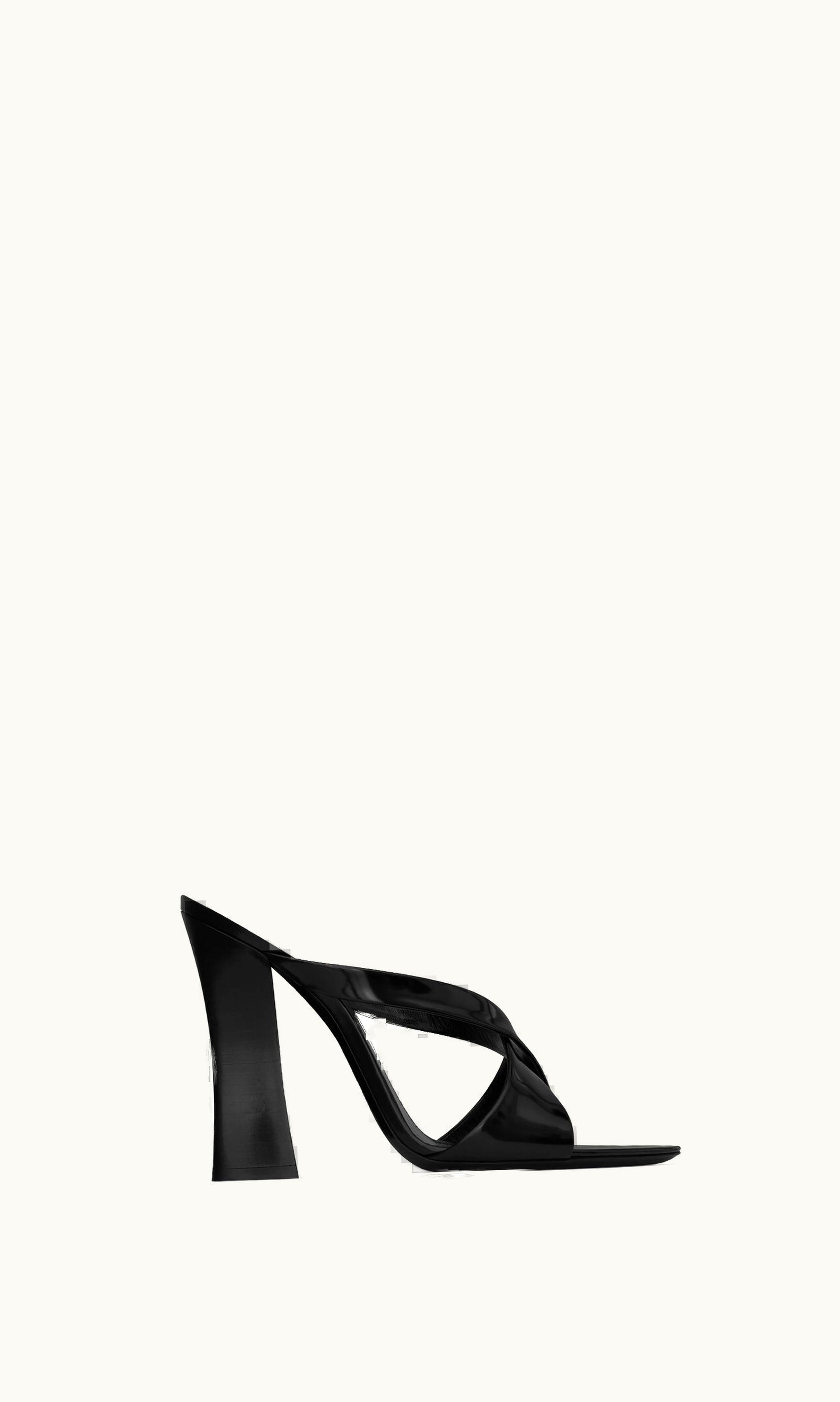 Saint Laurent Saint Laurent Eva Mules In Glazed Leather Black