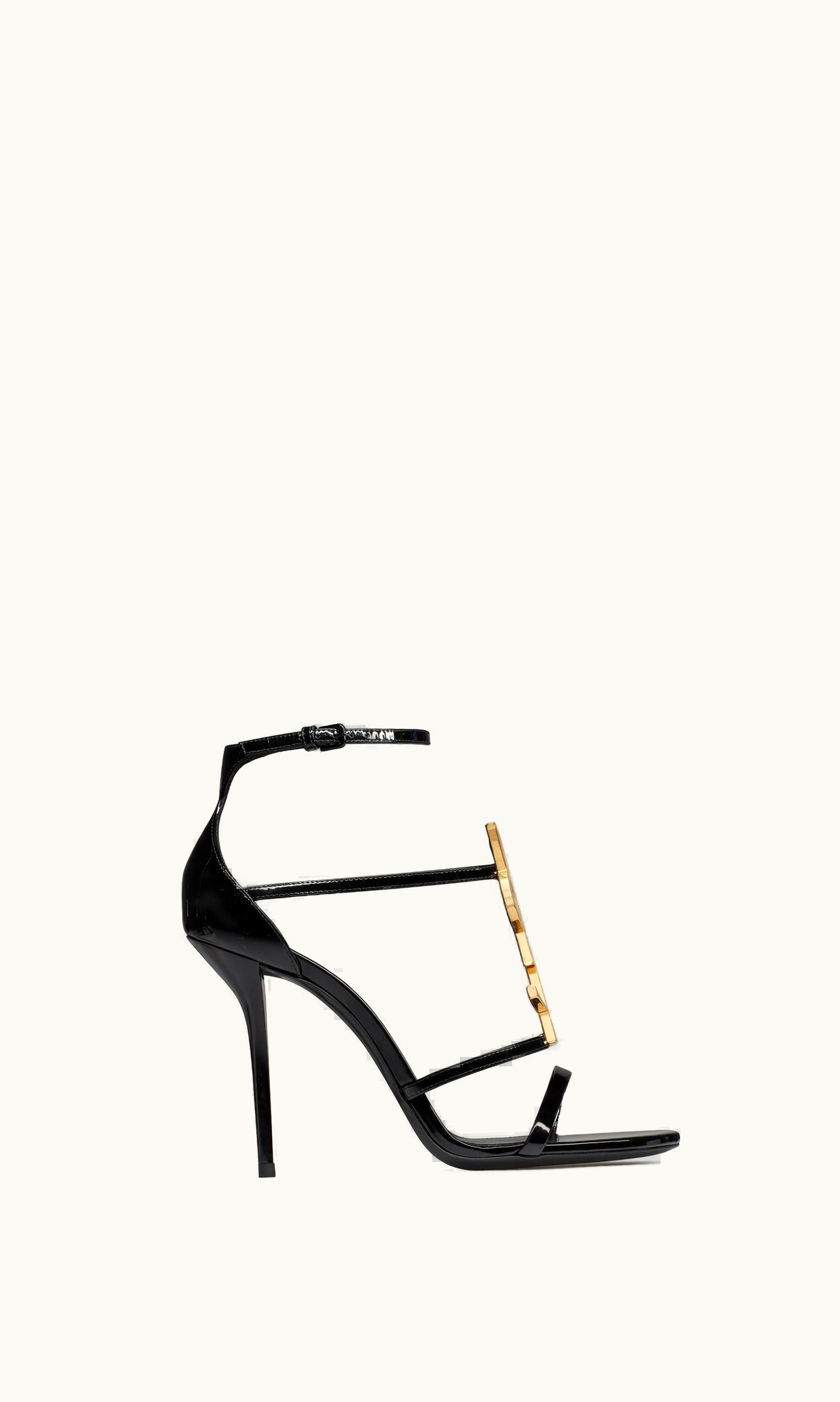 Saint Laurent Saint Laurent Cassandra Sandals In Patent Leather Noir