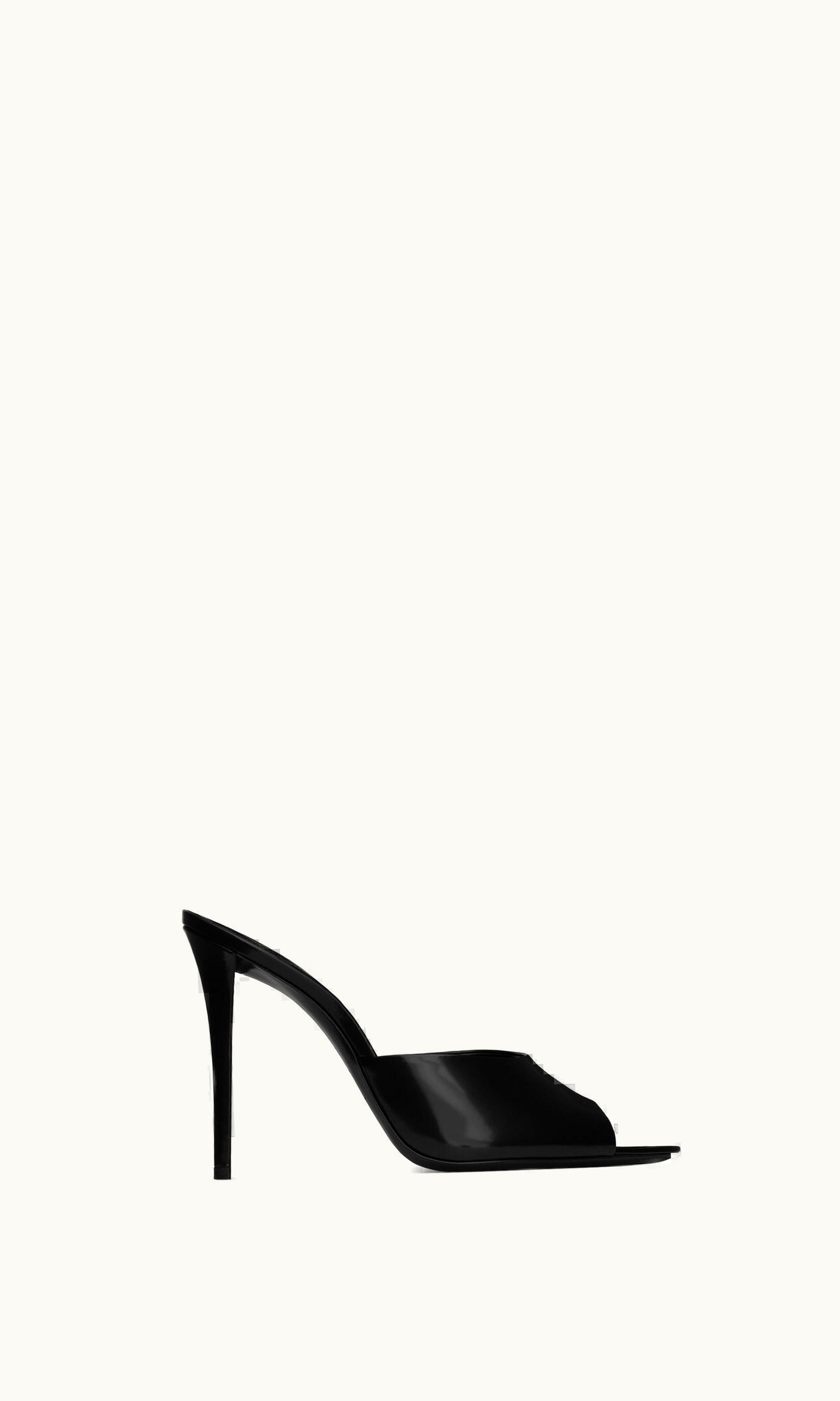 Saint Laurent Saint Laurent Goldie Mules In Glazed Leather Black