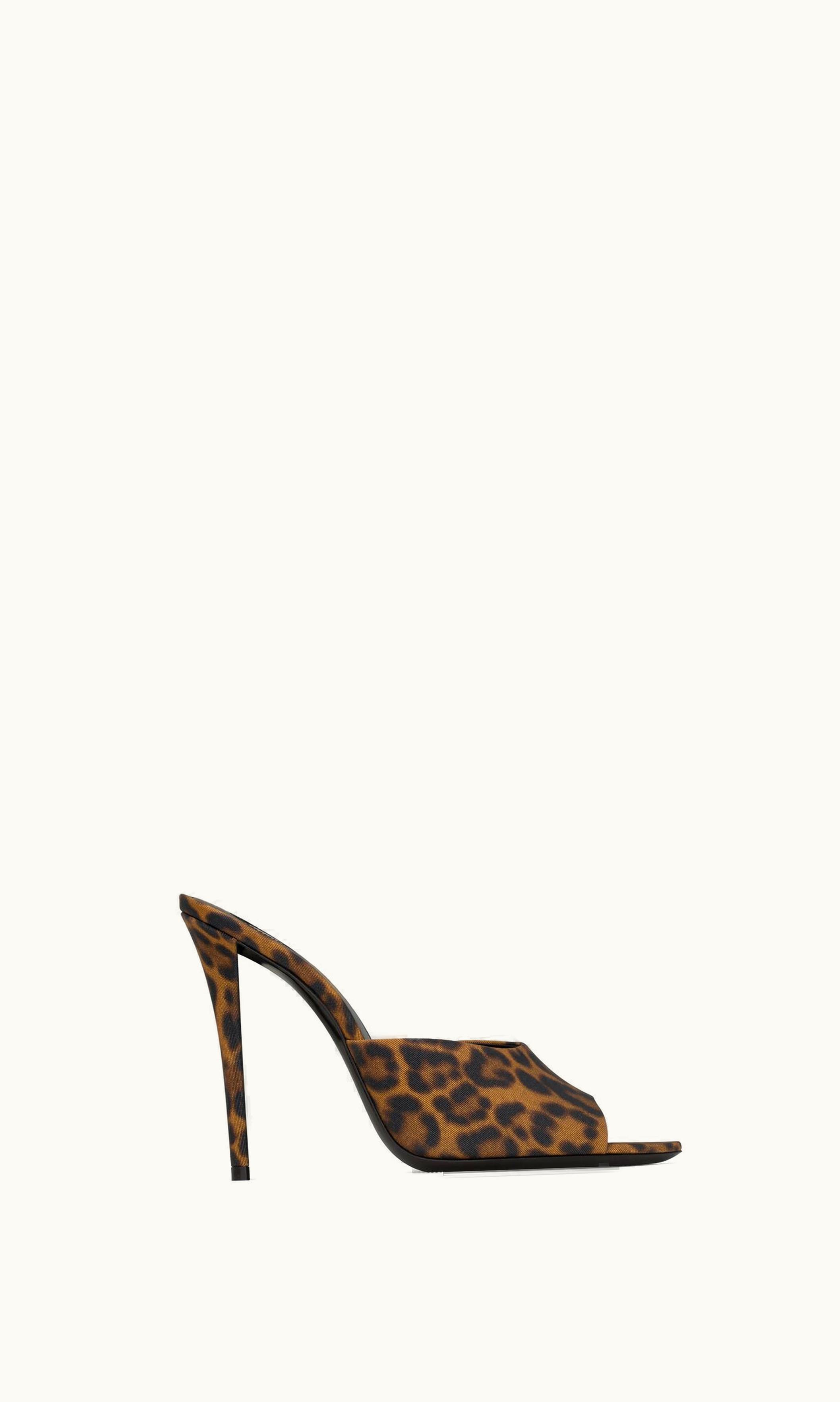 Saint Laurent Saint Laurent Goldie Mules In Leopard Grosgrain Manto Naturale