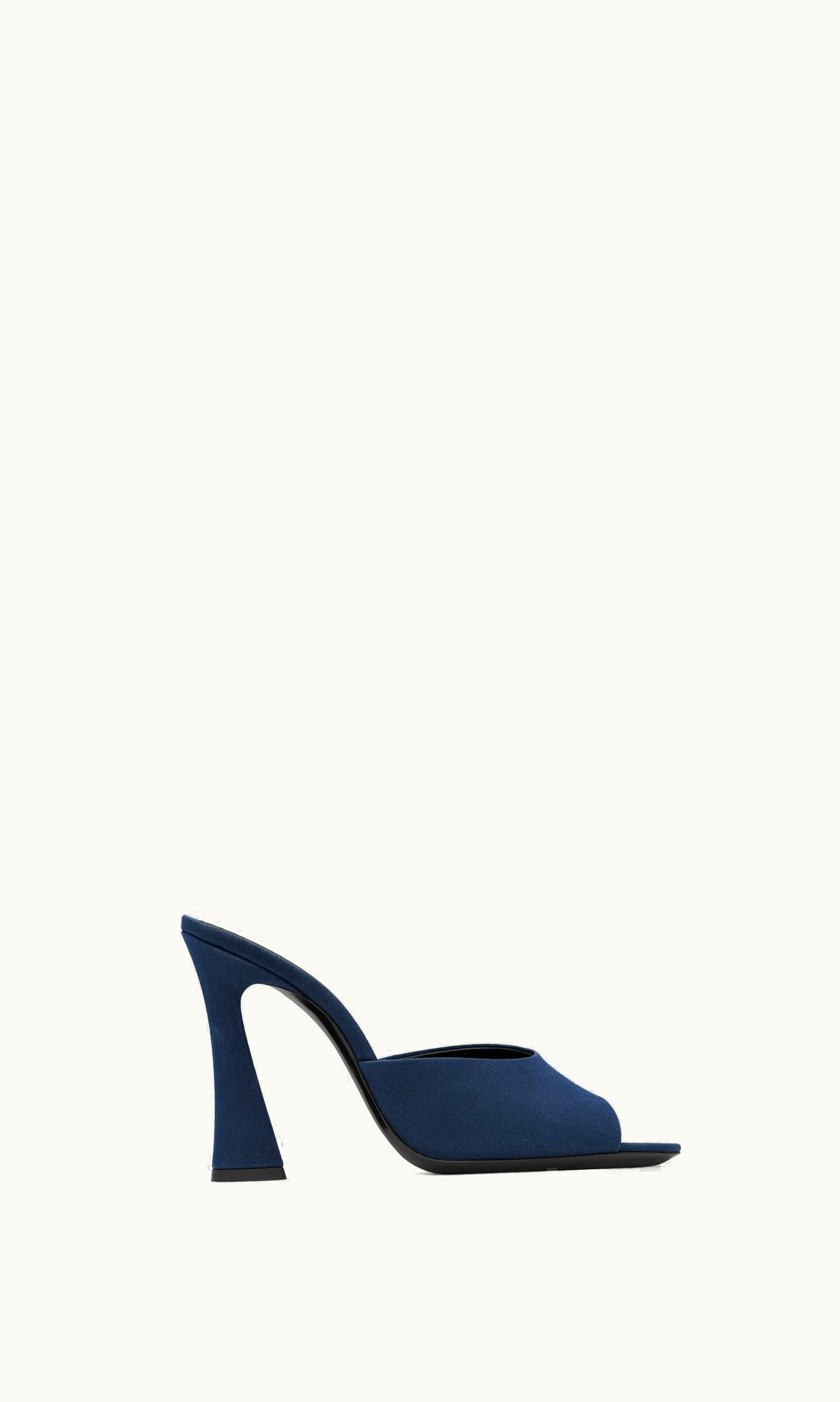 Saint Laurent Saint Laurent Suite Mules In Crepe De Chine Dark Blue