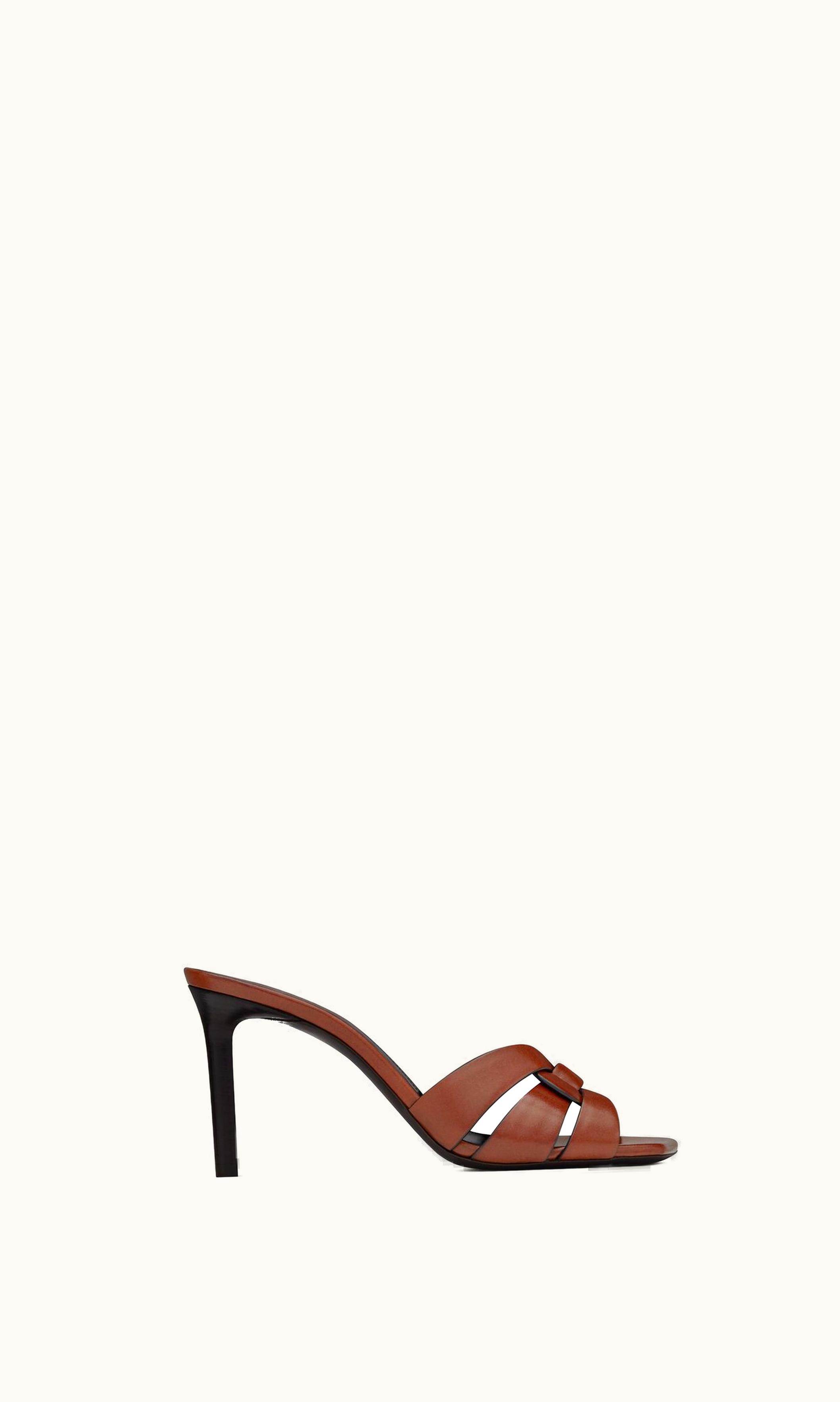 Saint Laurent Saint Laurent Tribute Mules In Smooth Leather Toffee