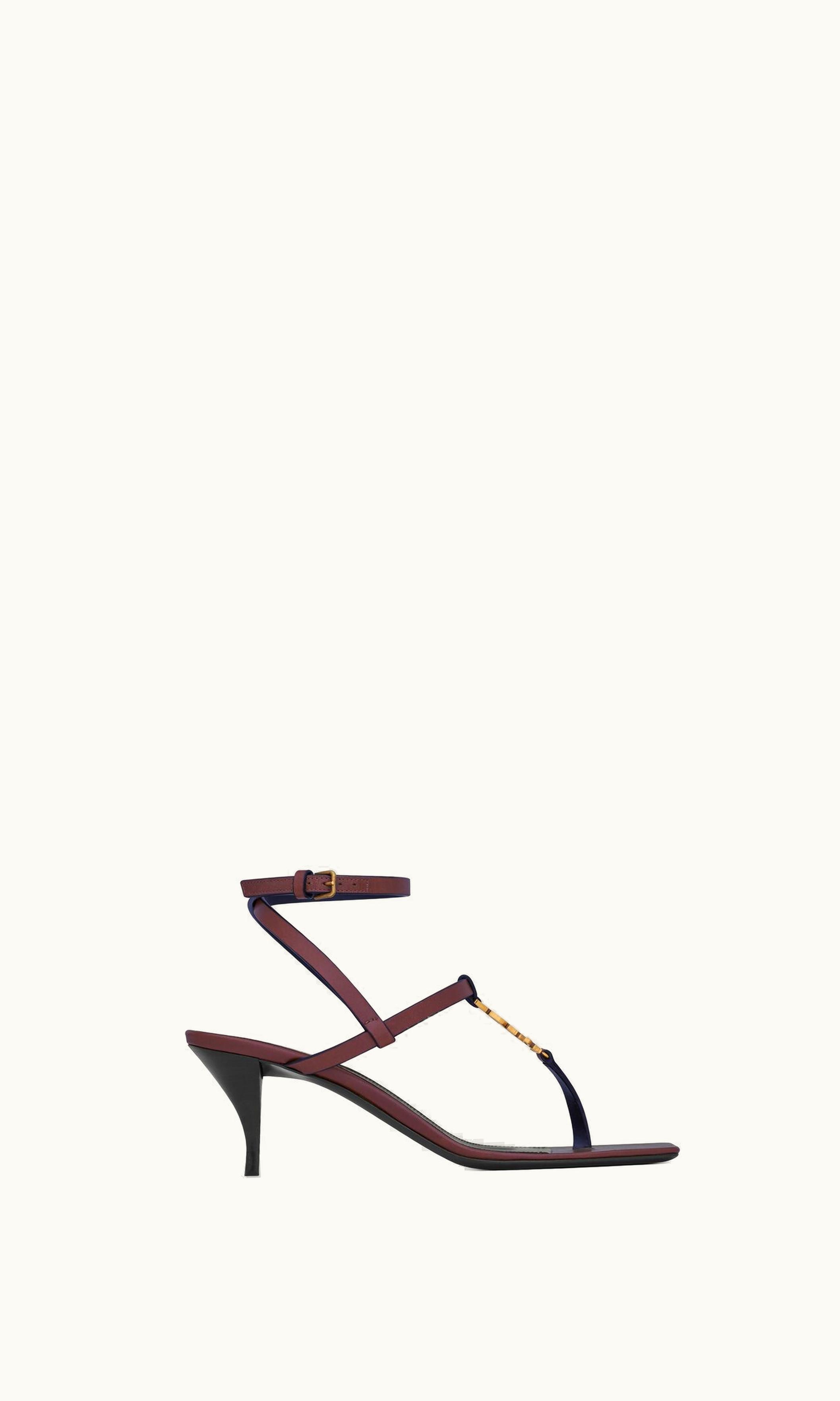 Saint Laurent Saint Laurent Cassandra Sandals In Smooth Leather Dark Chocolate