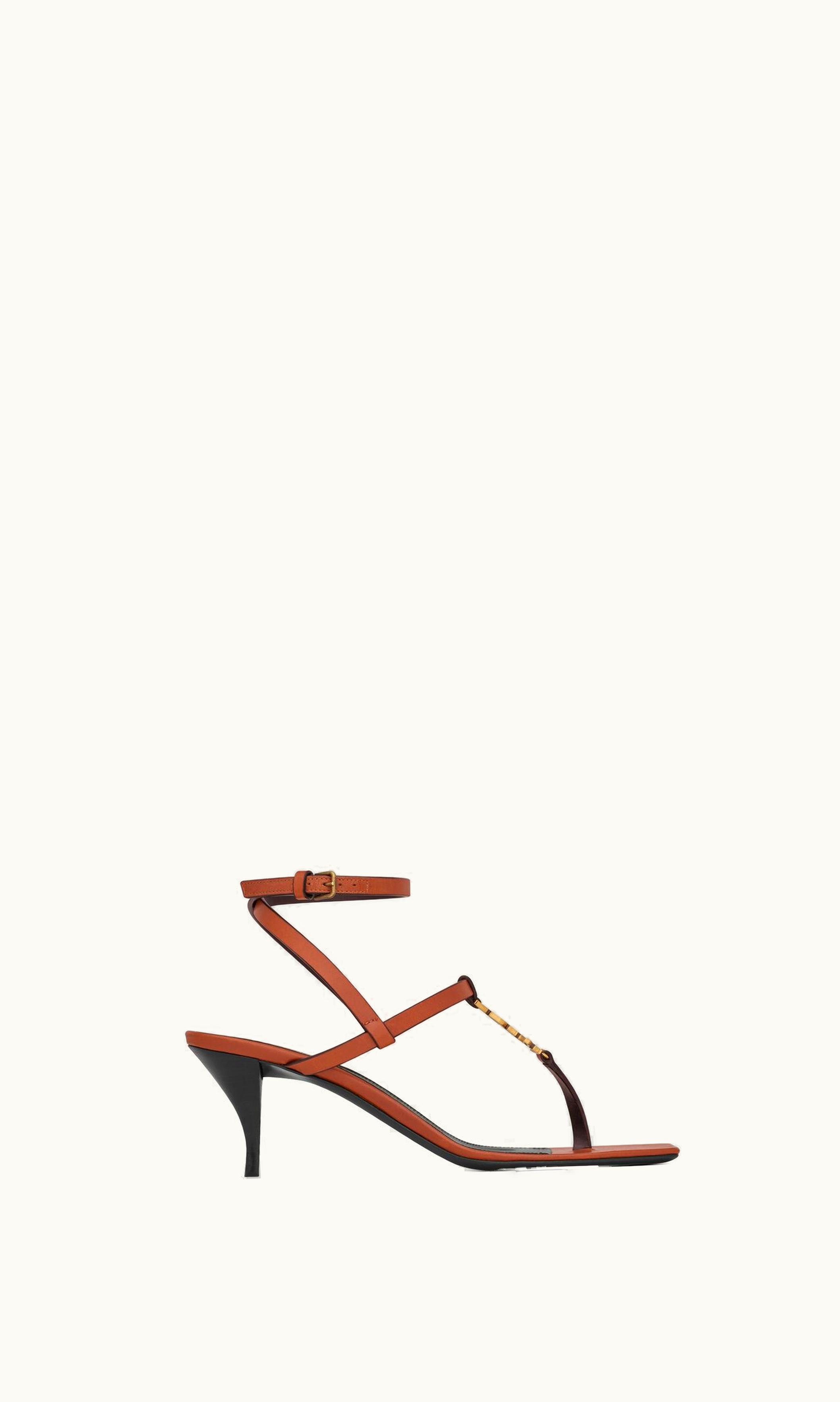 Saint Laurent Saint Laurent Cassandra Sandals In Smooth Leather Papaya