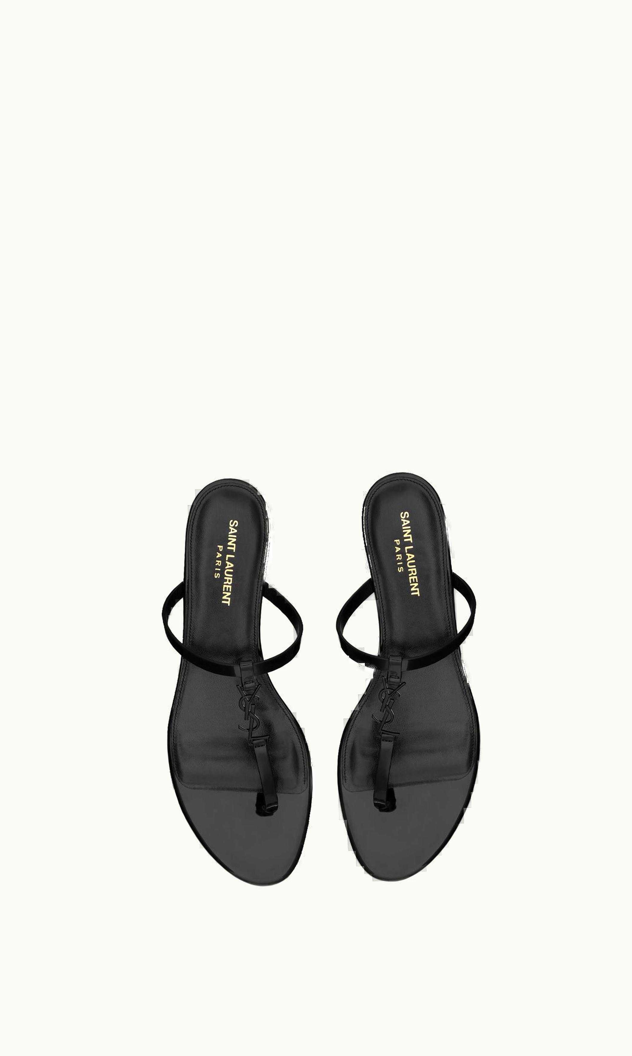 Saint Laurent Saint Laurent Cassandra Slides In Patent Leather Black
