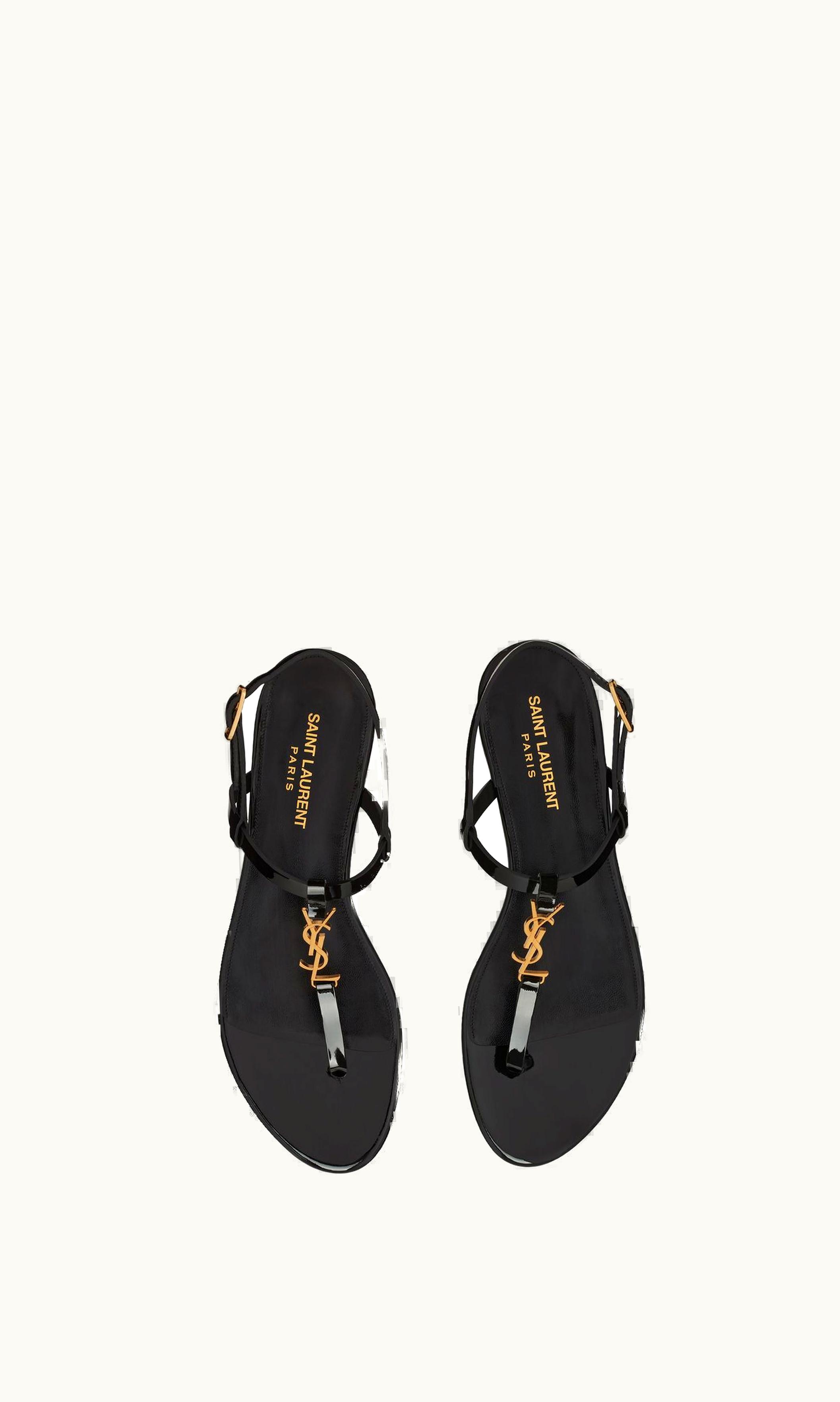 Saint Laurent Saint Laurent Cassandra Sandals In Patent Leather Black 659817B8IKK1000