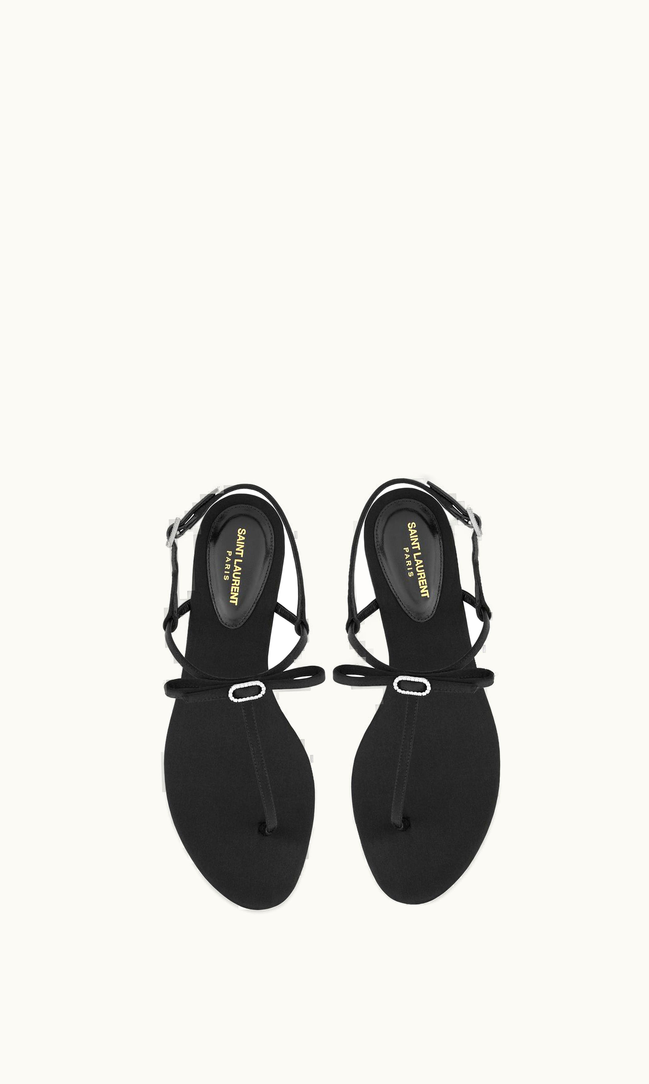 Saint Laurent Saint Laurent Jackie Flat Sandals In Satin Crepe Black