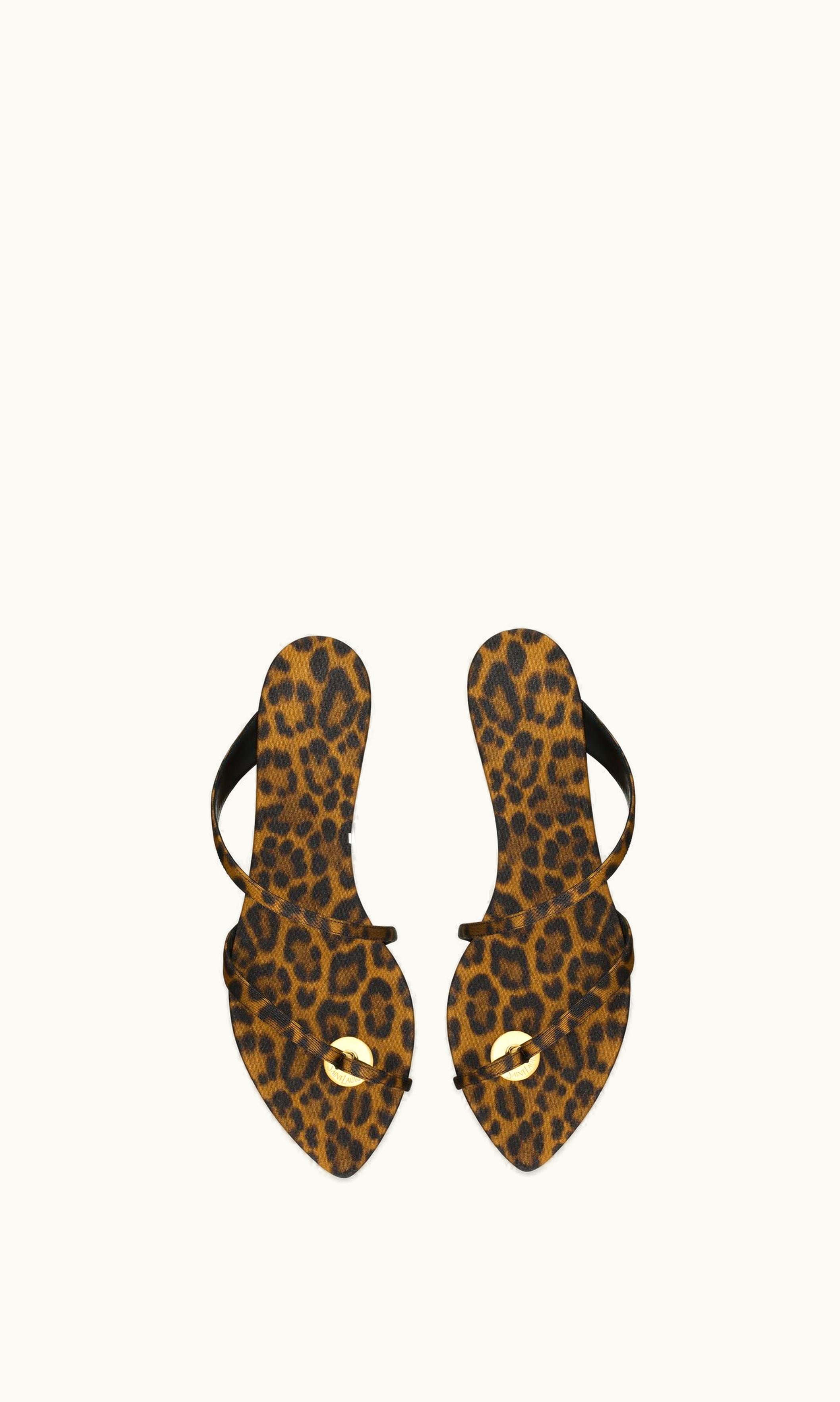 Saint Laurent Saint Laurent Tanger Slides In Leopard Grosgrain Manto Naturale