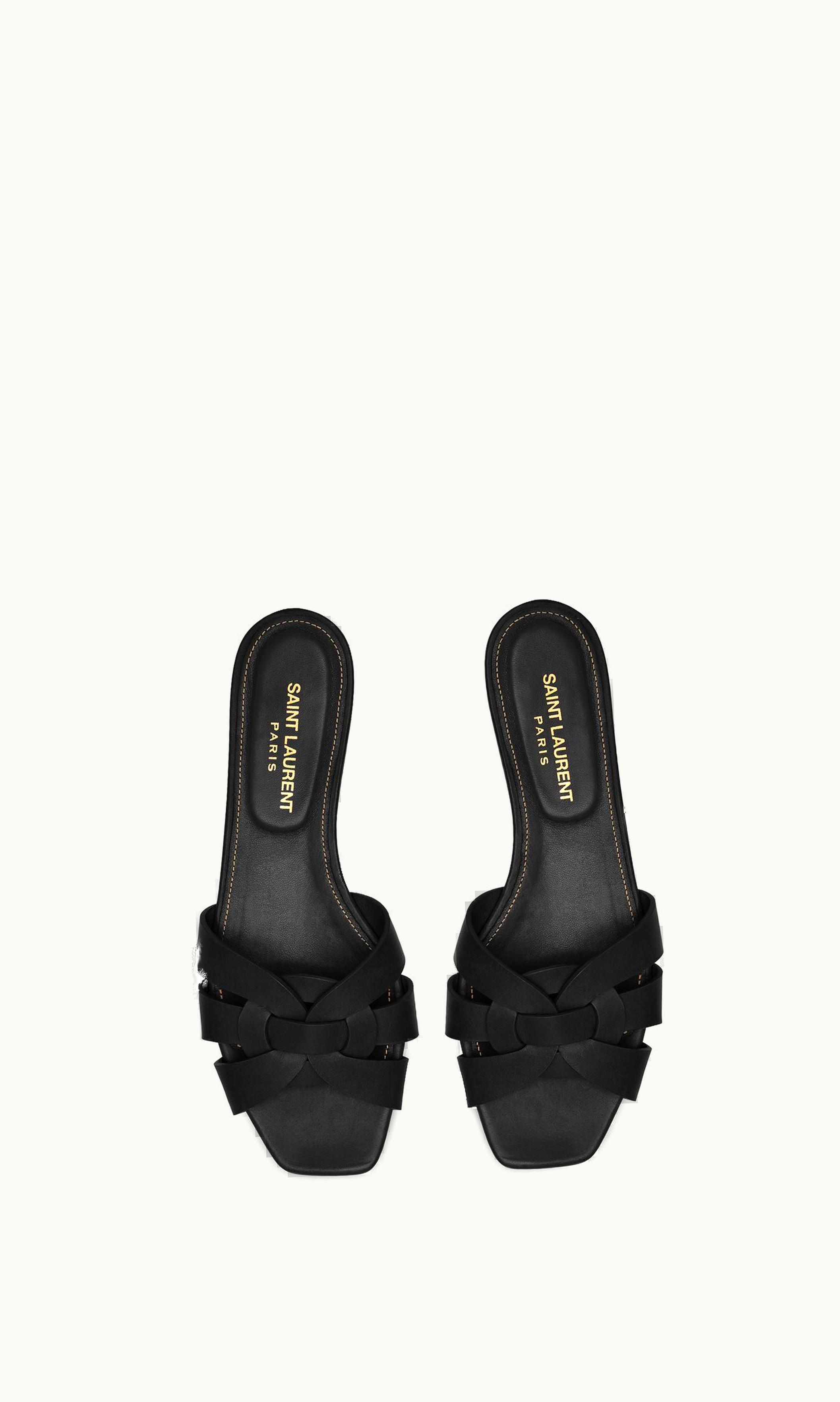 Saint Laurent Saint Laurent Tribute Mules In Smooth Leather Black