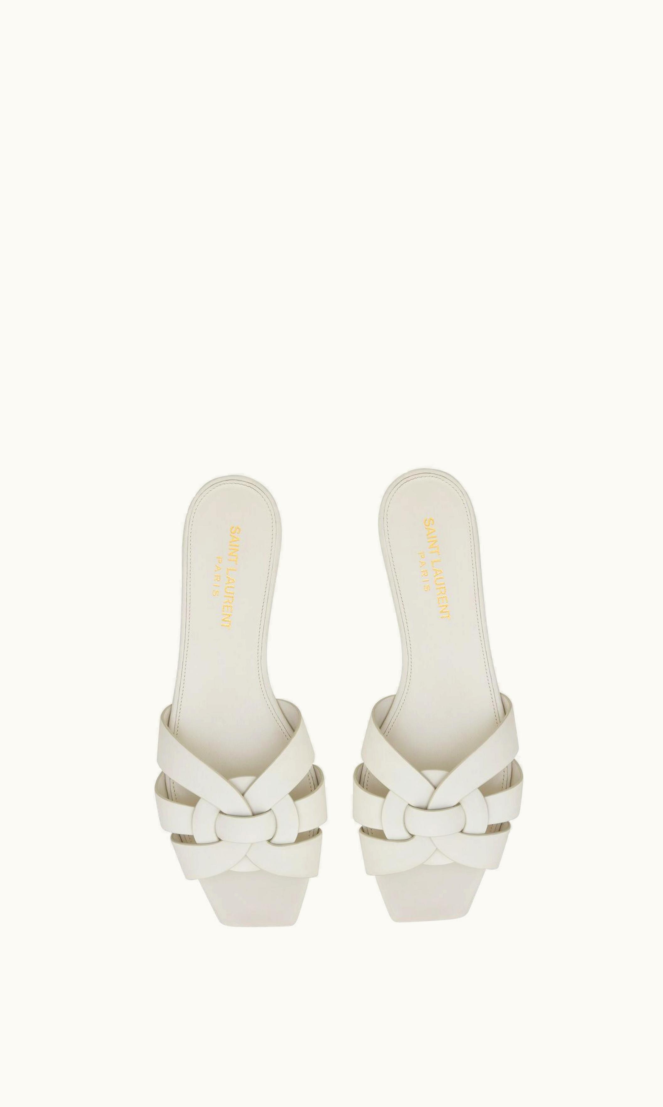 Saint Laurent Saint Laurent Tribute Mules In Smooth Leather White