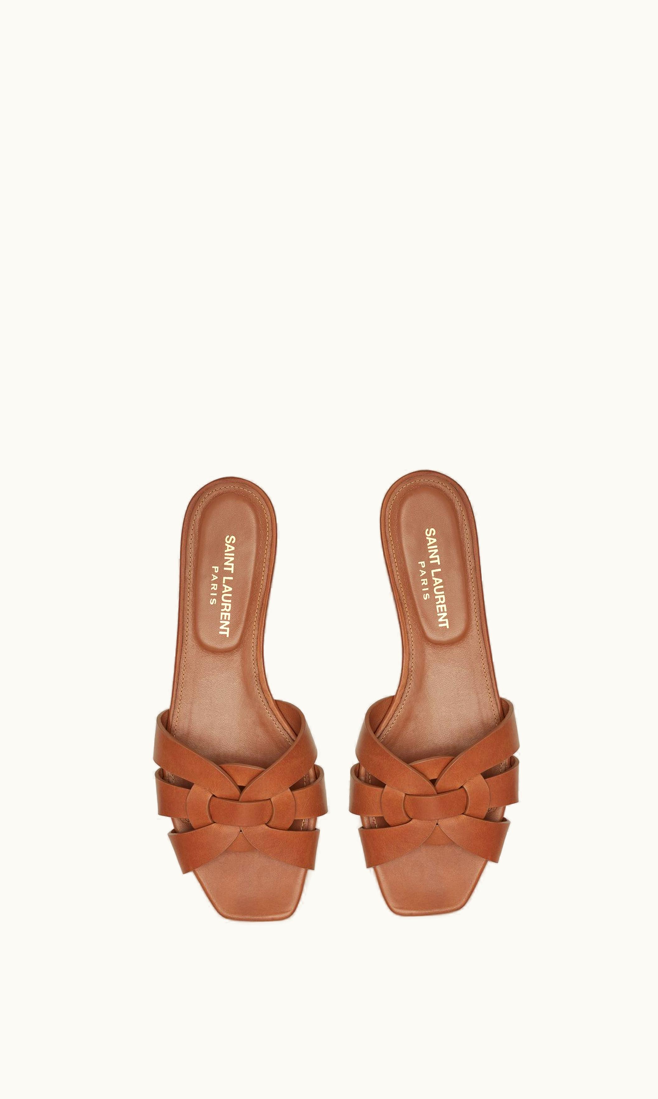 Saint Laurent Saint Laurent Tribute Mules In Smooth Leather Amber