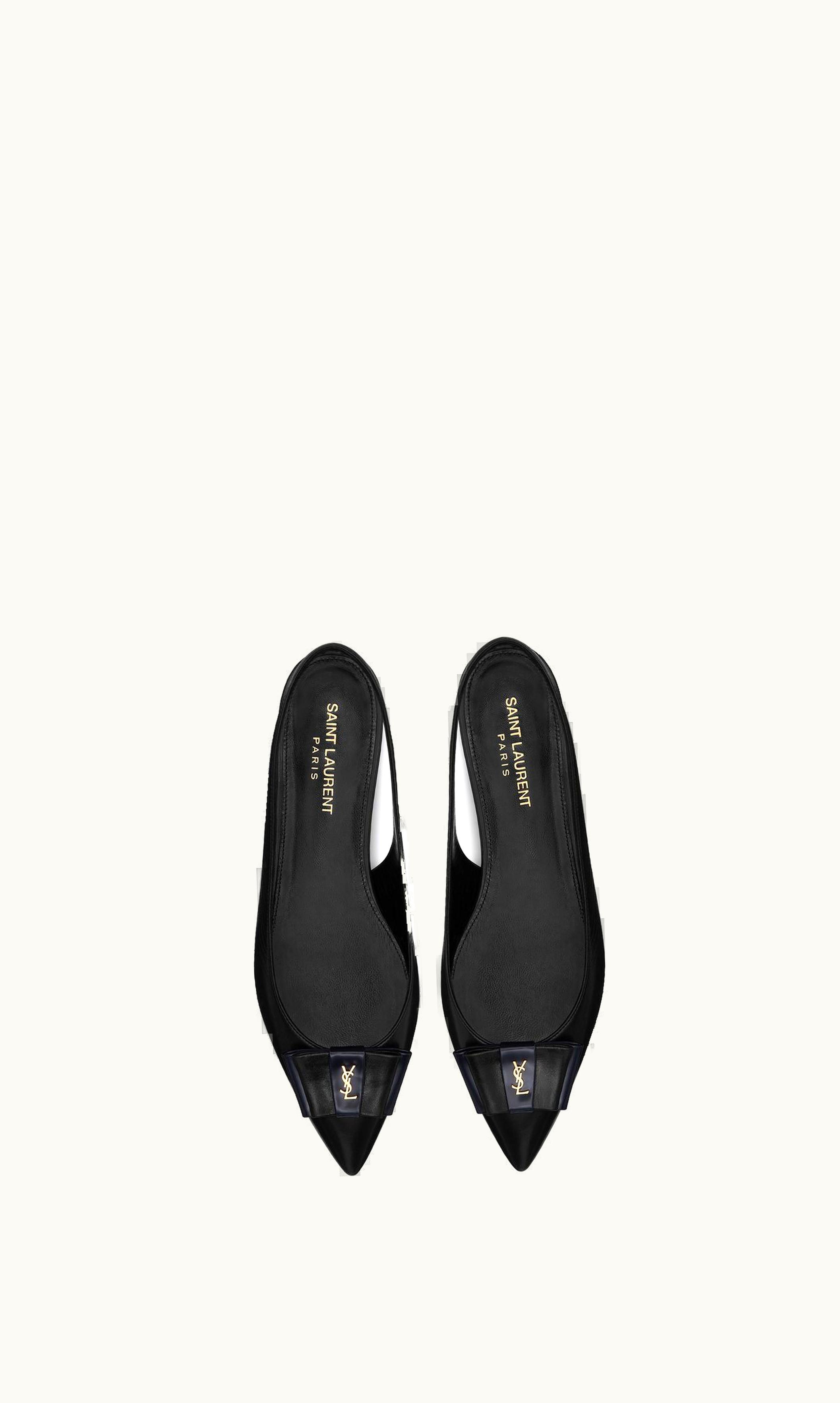 Saint Laurent Saint Laurent Anaïs Slingback Flats In Smooth And Patent Leather Black Navy